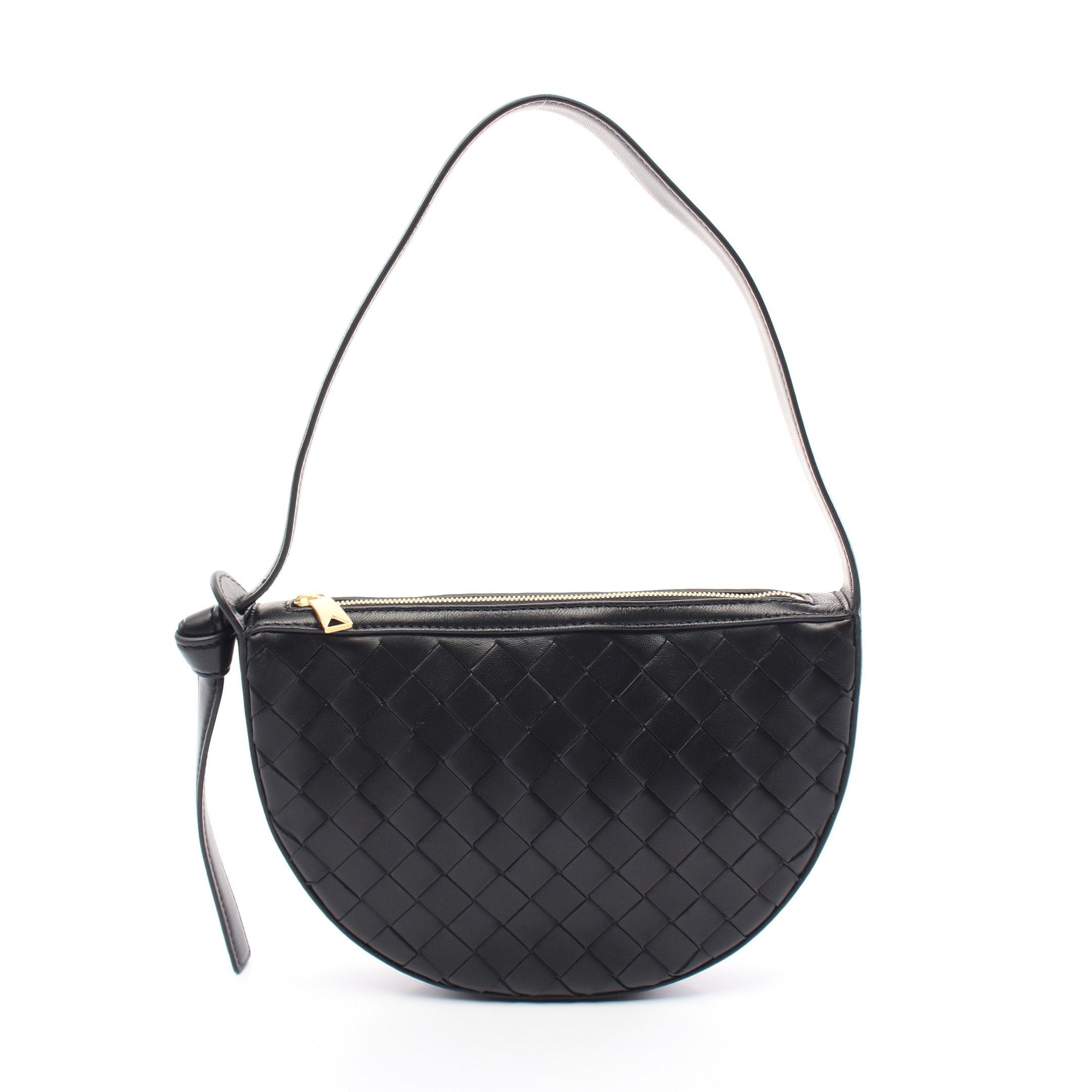 Bottega Veneta Bottega Veneta Mini Sunrise Intrecciato Shoulder Bag Leather Black Size ONE SIZE - 1 Thumbnail
