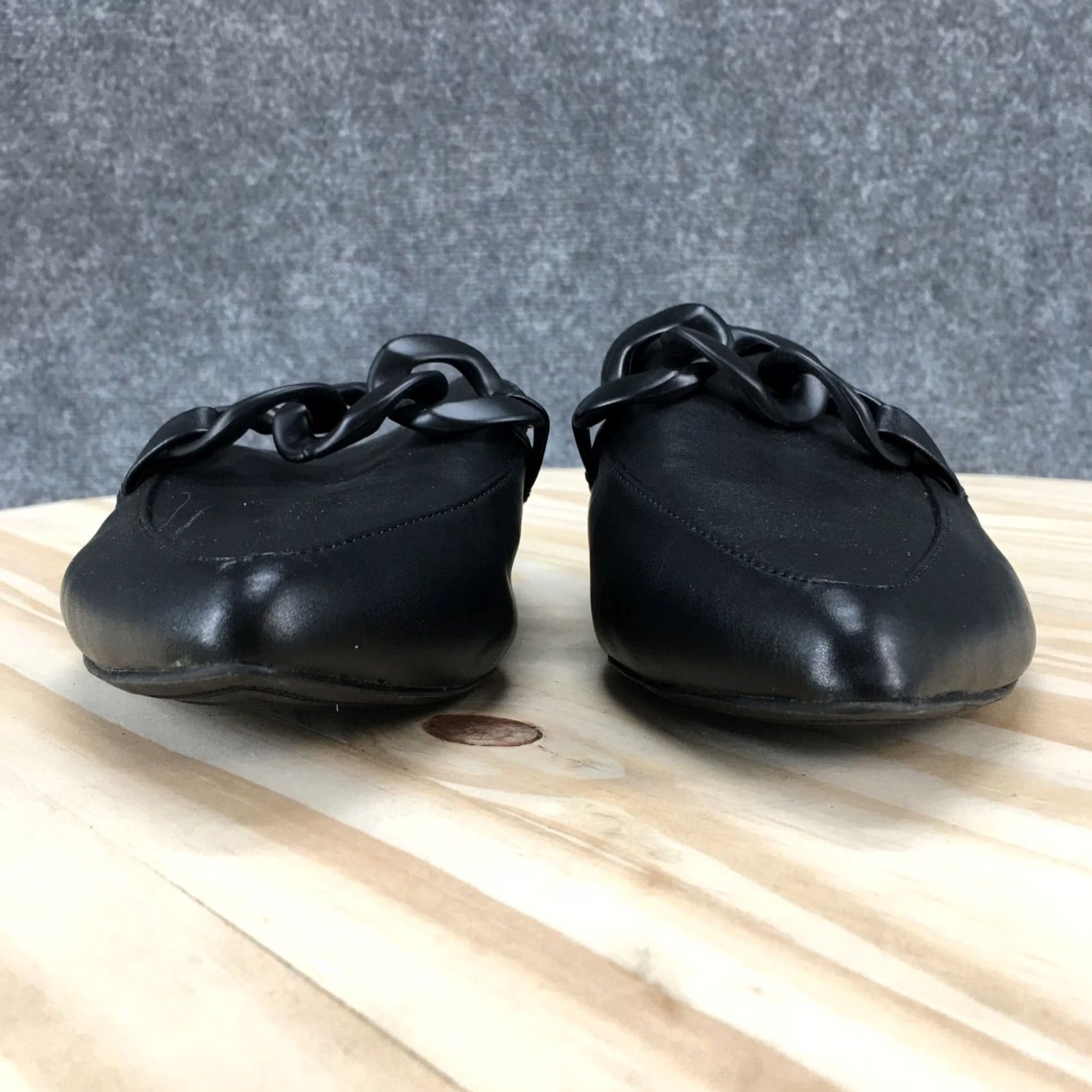 Vintage A New Day Sandals Womens 7 Amber Slip On Pointed Mule Flats Black Faux Leather Sandals Slip-On Flat Mens? No Size US 5 / IT 35 - 7 Thumbnail