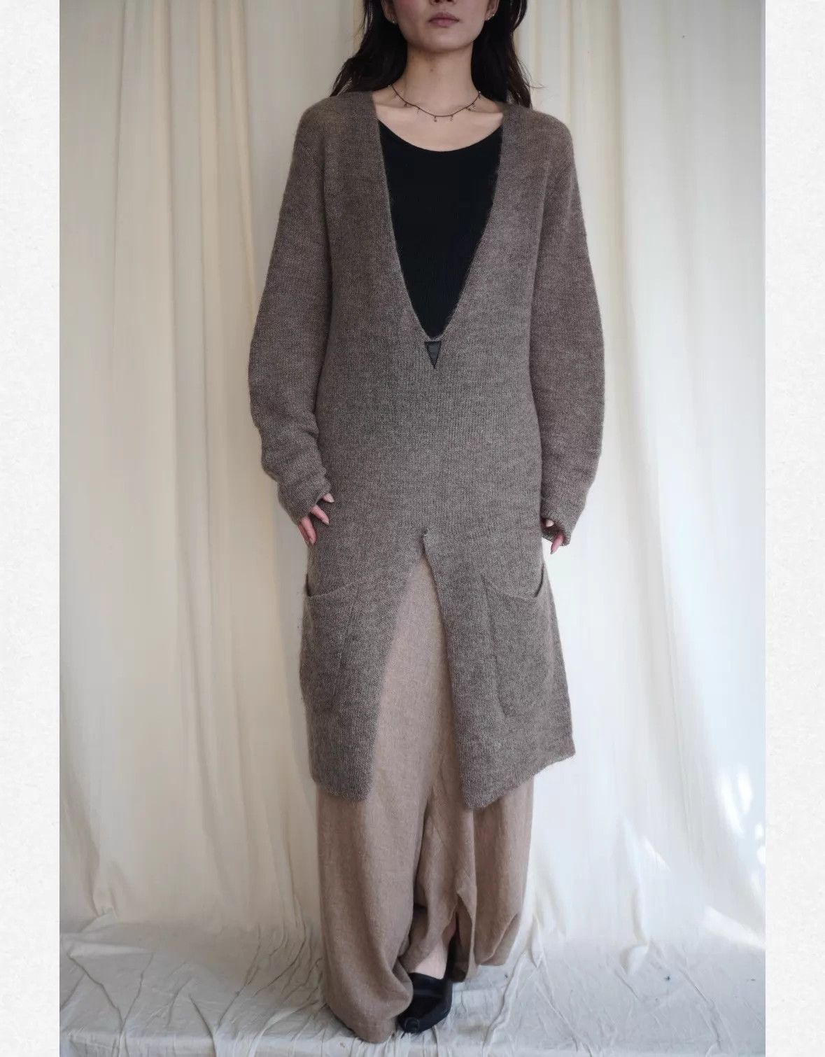 Yohji Yamamoto Yohji Yamamoto 1999AW Deep V Mohair Dress Size 3 9/10 Size L / US 10 / IT 46 - 1 Thumbnail