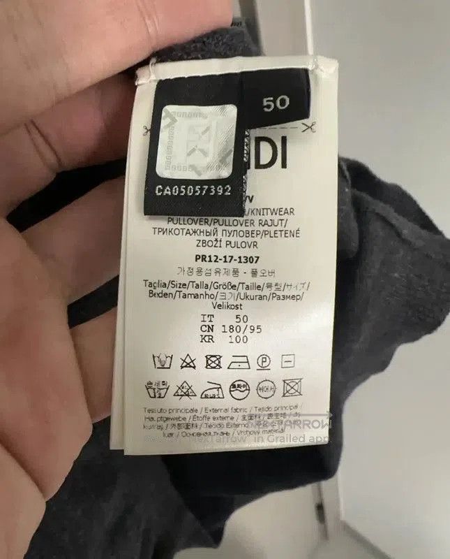 Fendi Fendi Men's Gray Cashmere Sweater with Unique Design . Size US M / EU 48-50 / 2 - 4 Thumbnail