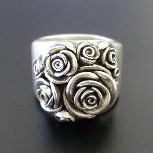 Other Vintage Silver Rose Flower Ring (Size 5-11) Size ONE SIZE - 4 Thumbnail