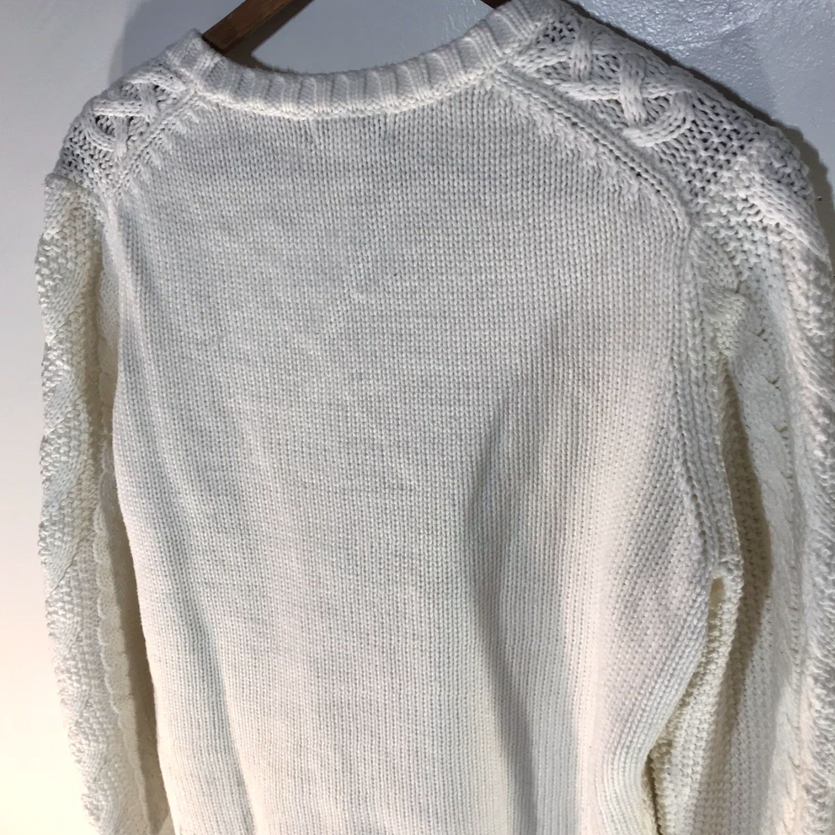 Vintage St. John's Bay Womens Sweater Pullover V-Neck Cable Knit Acrylic Ivory Size L Fall Winter Classic Size L / US 10 / IT 46 - 5 Thumbnail