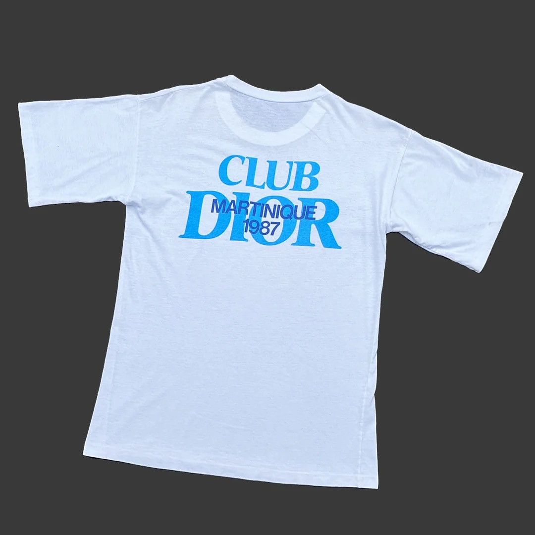image of Parfums Christian Dior 87 80's VTG Club Martinique Logo Tee in White, Men's (Size Medium)