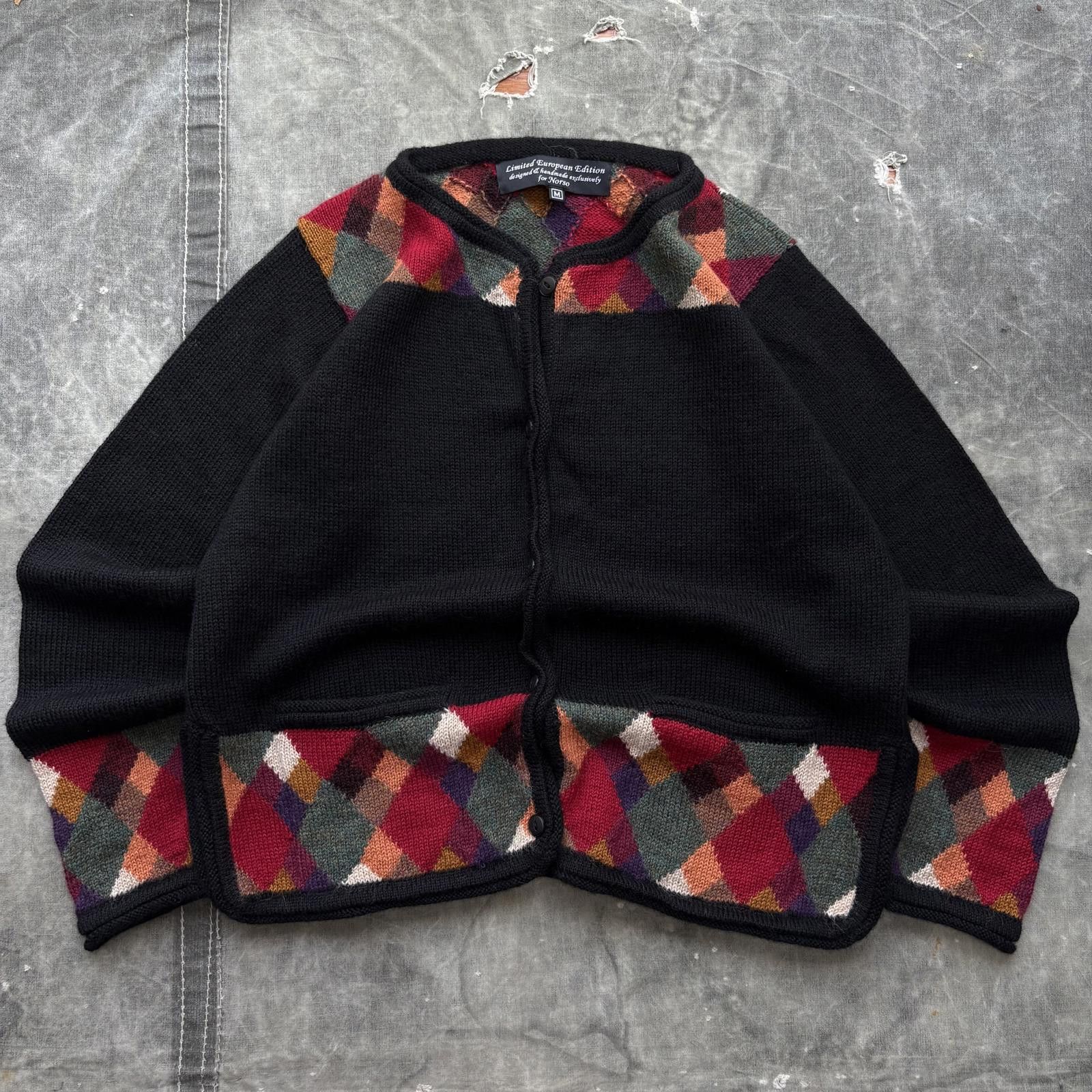 Vintage Vintage 90s Y2K Hand Knit Alpaca Argyle Sweater Cardigan Size M / US 6-8 / IT 42-44 - 1 Thumbnail