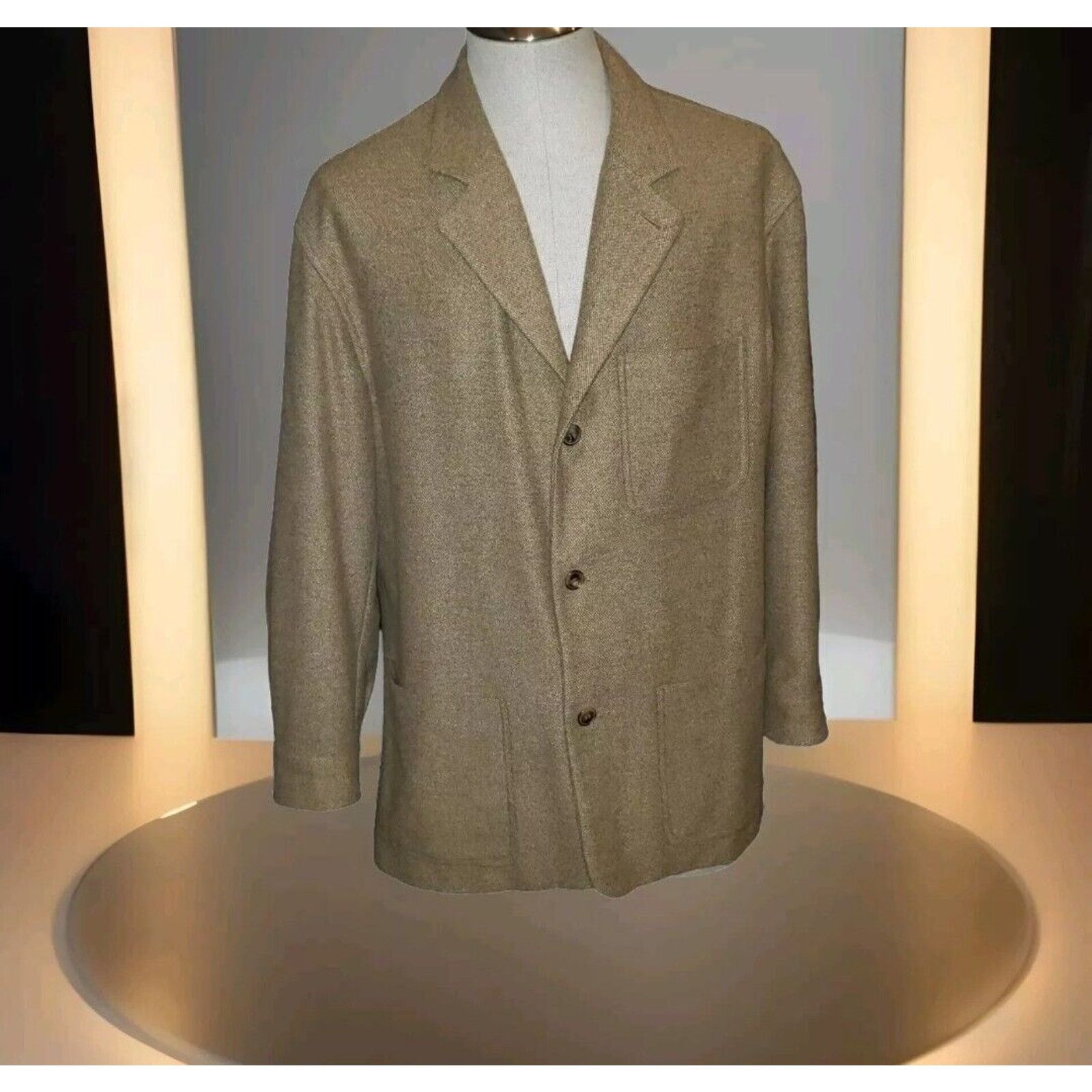 Luciano Barbera Luciano Barbera Wool Blend Jacket Size 52 In Solid Beige Size US L / EU 52-54 / 3 - 1 Thumbnail