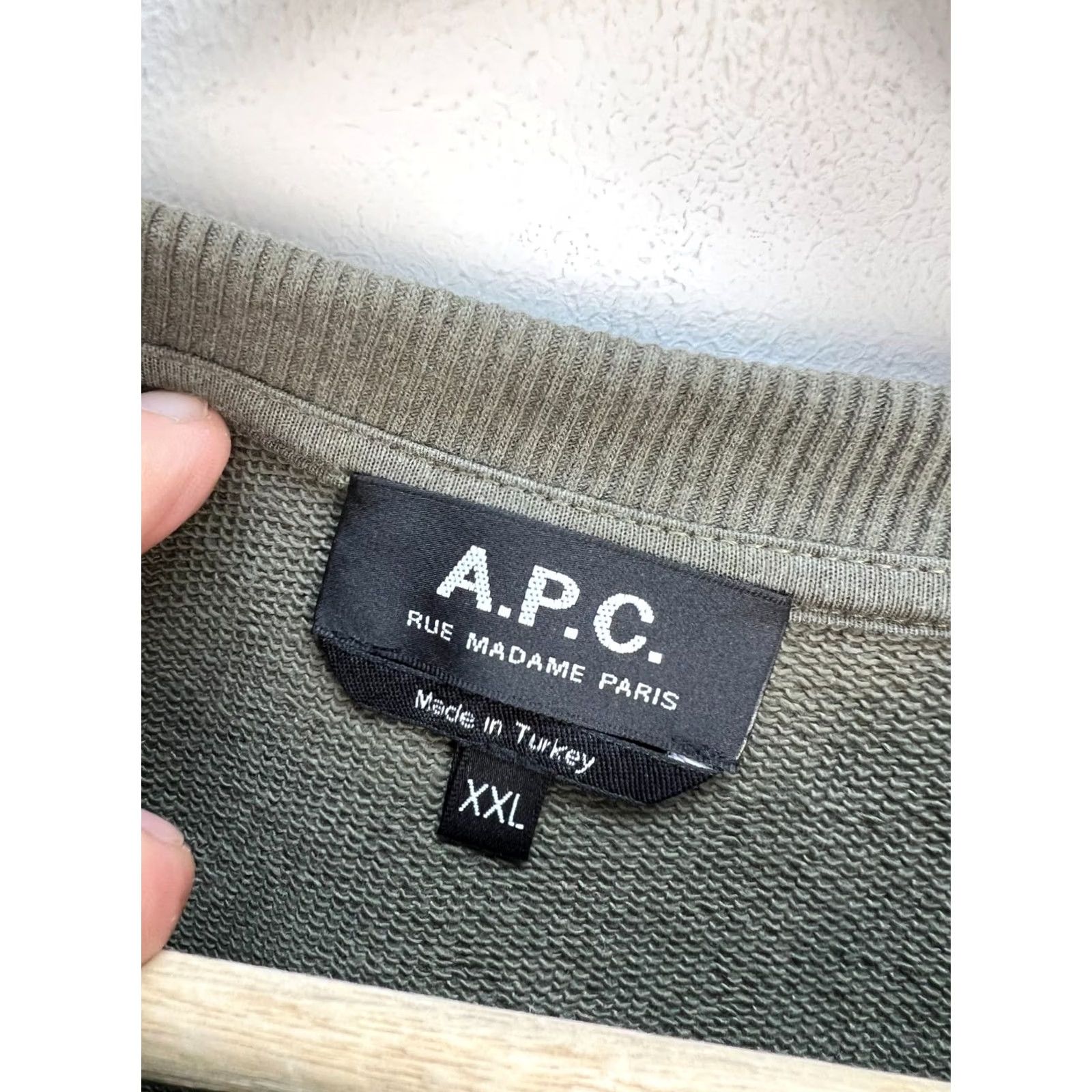 Polo Ralph Lauren A.P.C. Sweatshirt Olive Khaki Cotton Pullover XL Men's Retro Vintage Crew Neck Size US XL / EU 56 / 4 - 3 Thumbnail