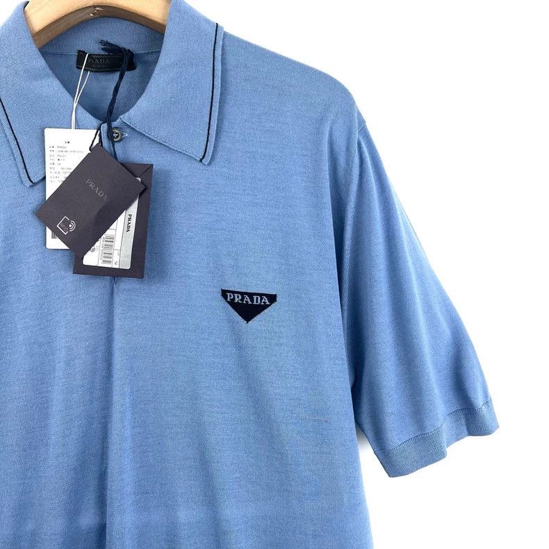 Prada Prada Triangle blue polo knitted short sleeves 2505-Nextarr Size US L / EU 52-54 / 3 - 1 Thumbnail