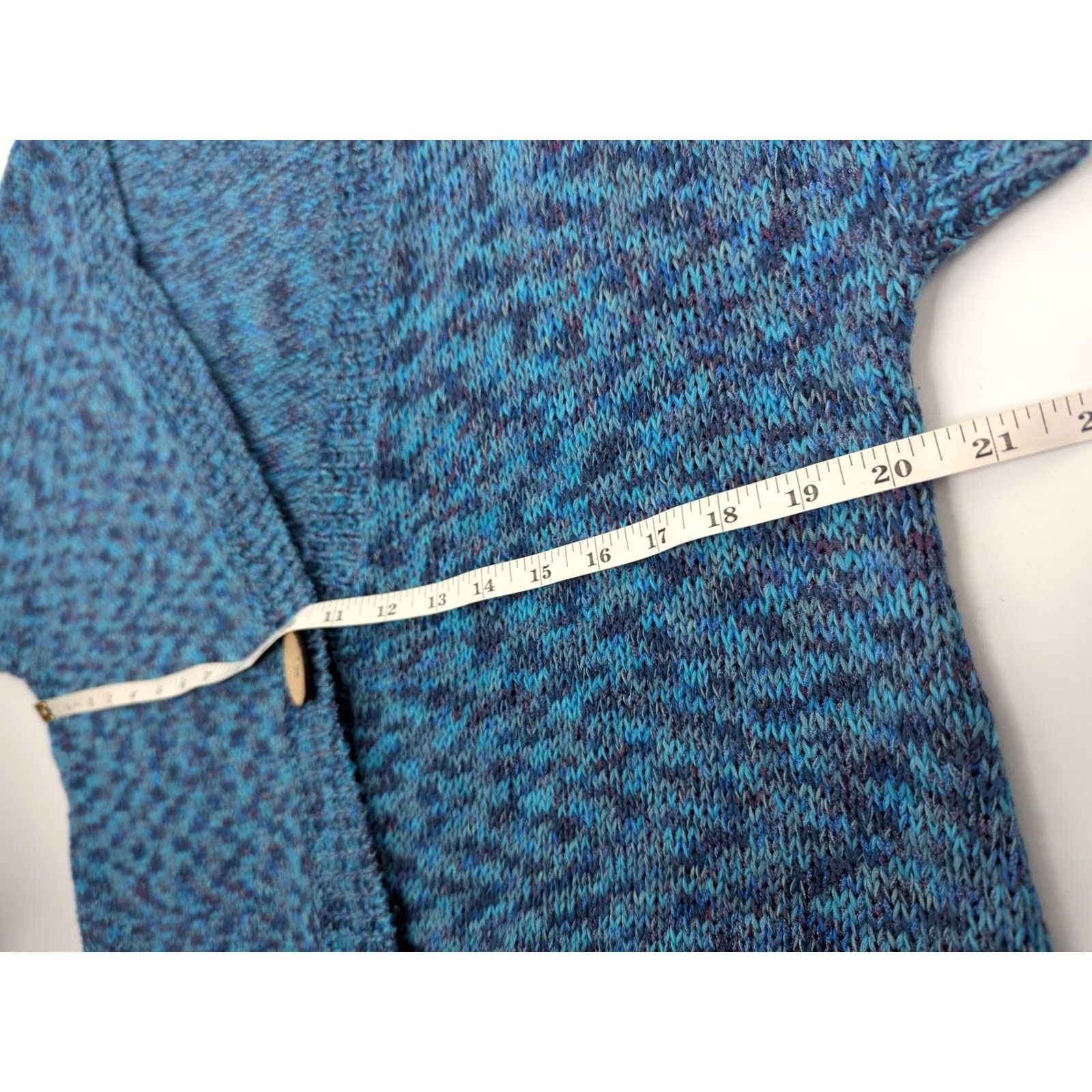 Coldwater Creek VINTAGE Coldwater Creek Cardigan Sweater Knit Blue V-Neck Womens 2X Plus Size Cotton Ramie Size XXL / US 16-18 / IT 52-54 - 7 Thumbnail