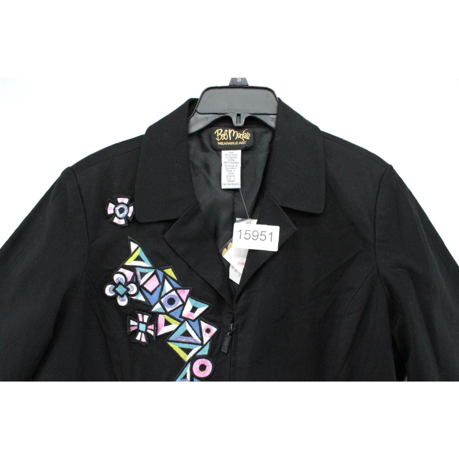 Bob Mackie VINTAGE Bob Mackie Wearable Art Womens Jacket L Black Geometric Embroidered Modern Vintage 90s Style Accessories Womens Size L / US 10 / IT 46 - 7 Thumbnail