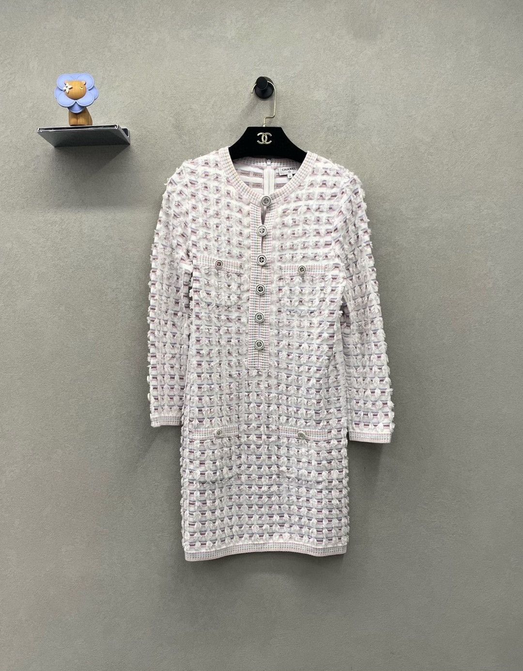 Chanel Chanel Pink White Tweed Dress Size XXS / US 00 / IT 34 - 1 Thumbnail