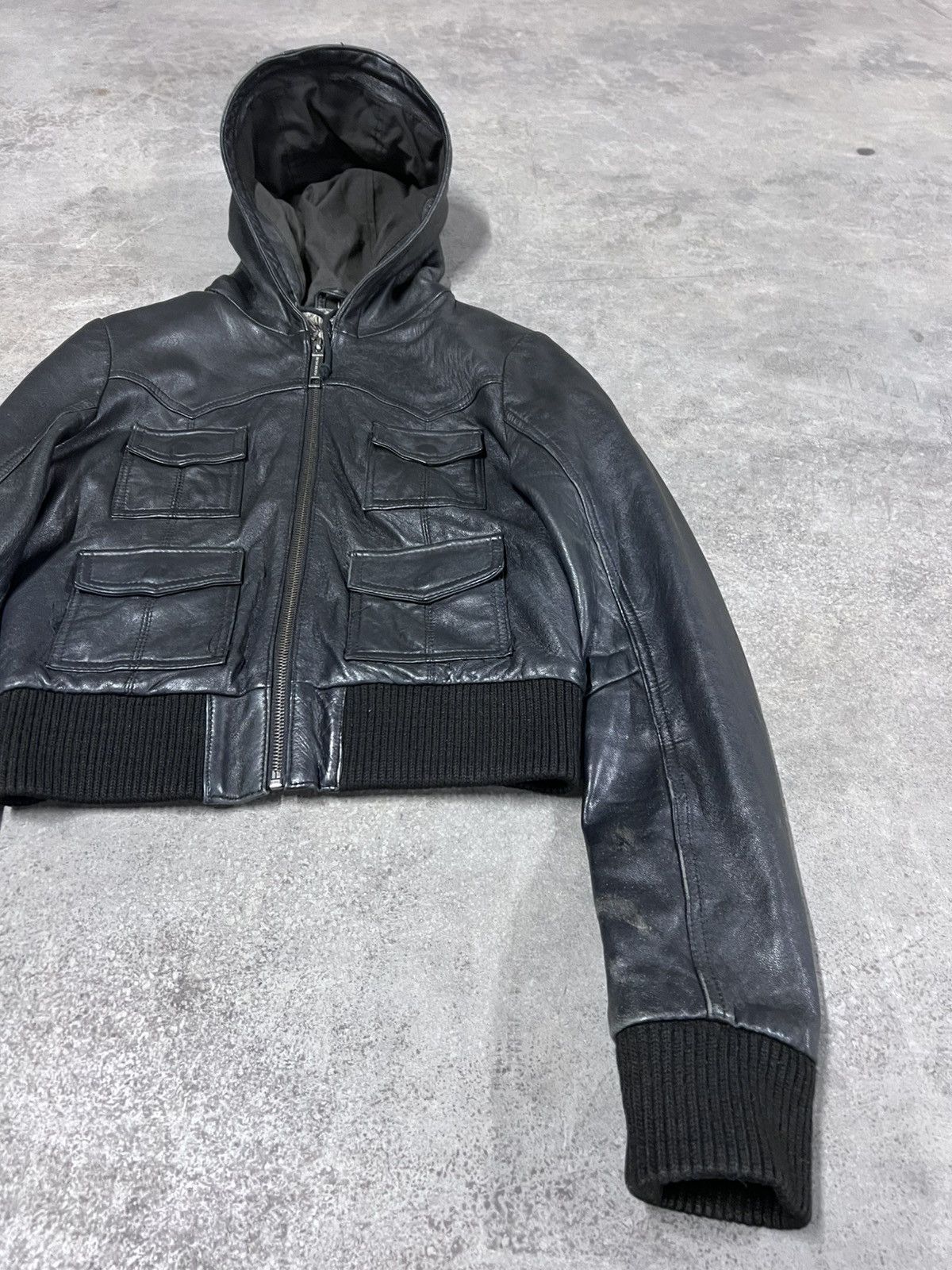 Rick Owens Real Leather Avant Garde Hooded Cropped Jacket Size S / US 4 / IT 40 - 3 Thumbnail