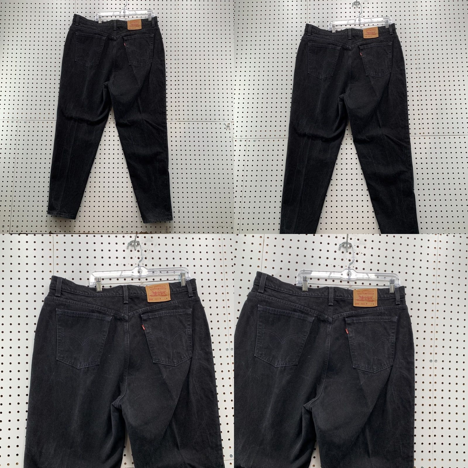 Levi's VINTAGE Levis 522 Black Denim Jeans Womens 22 Tapered Leg FITS 40X32 USA Size 40" / US 18 - 8 Thumbnail