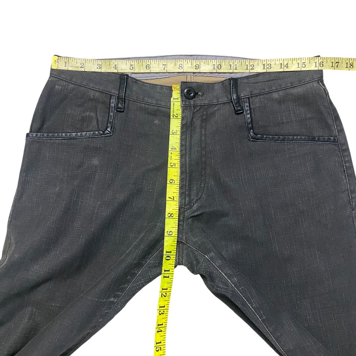 Japanese Brand Hiromichi Nakano Black Waxed Denim Flare Jeans Hedi Slimane Size US 31 - 21 Thumbnail