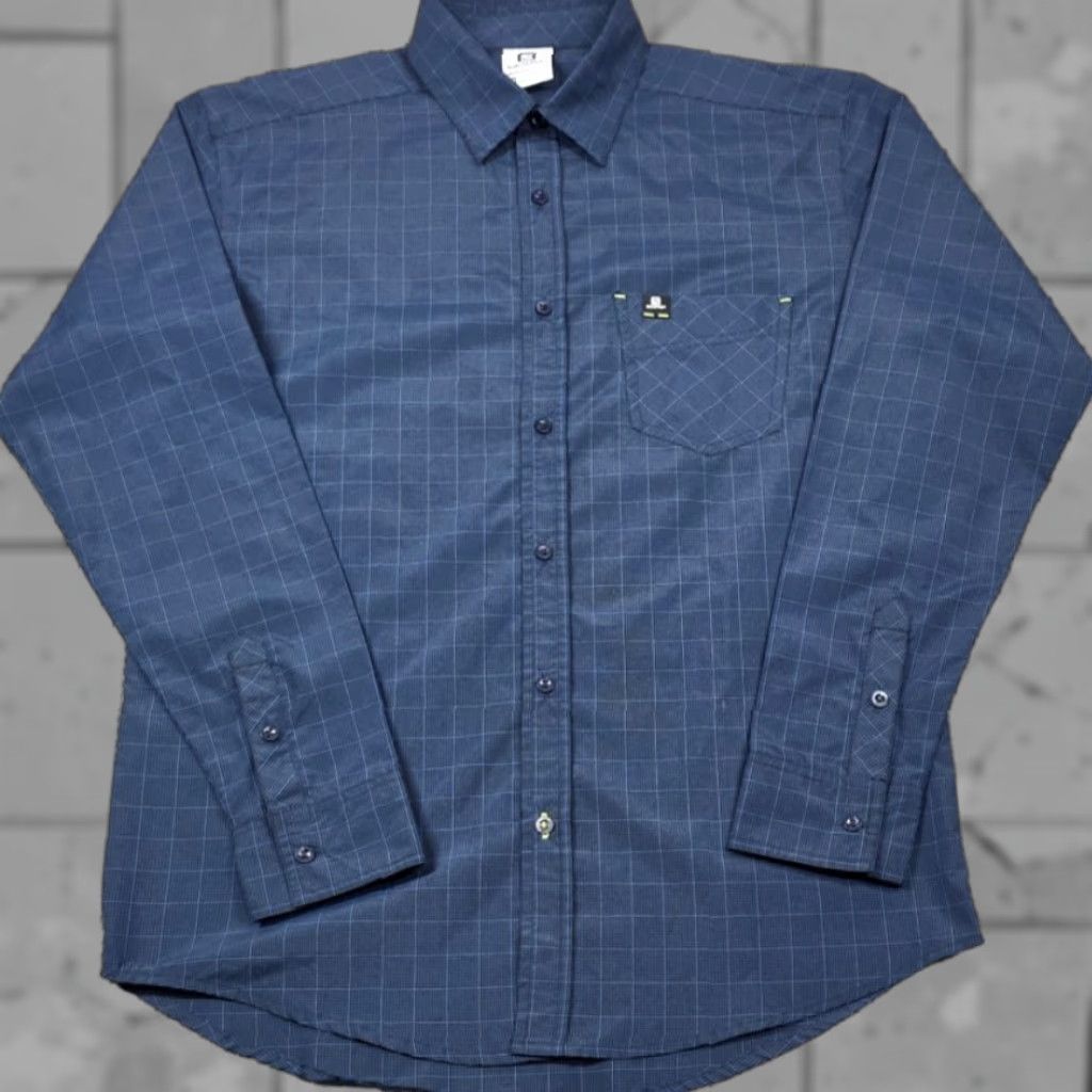 Salomon Shirt M Button-Up Long Sleeve Blue Check Outdoor Performance Shirt