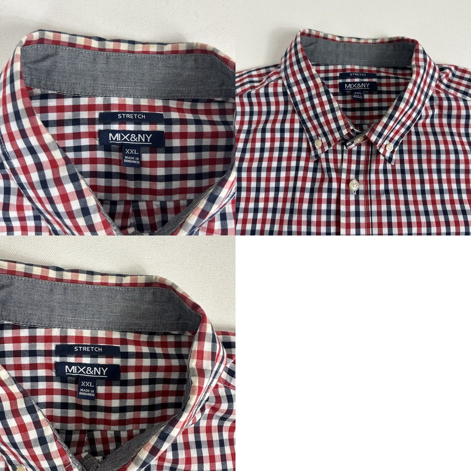 Vintage Mix & NY Button-Down Gingham Plaid Long Sleeve Shirt Mens 2XL Red Casual Stretch Size US XXL / EU 58 / 5 - 8 Thumbnail