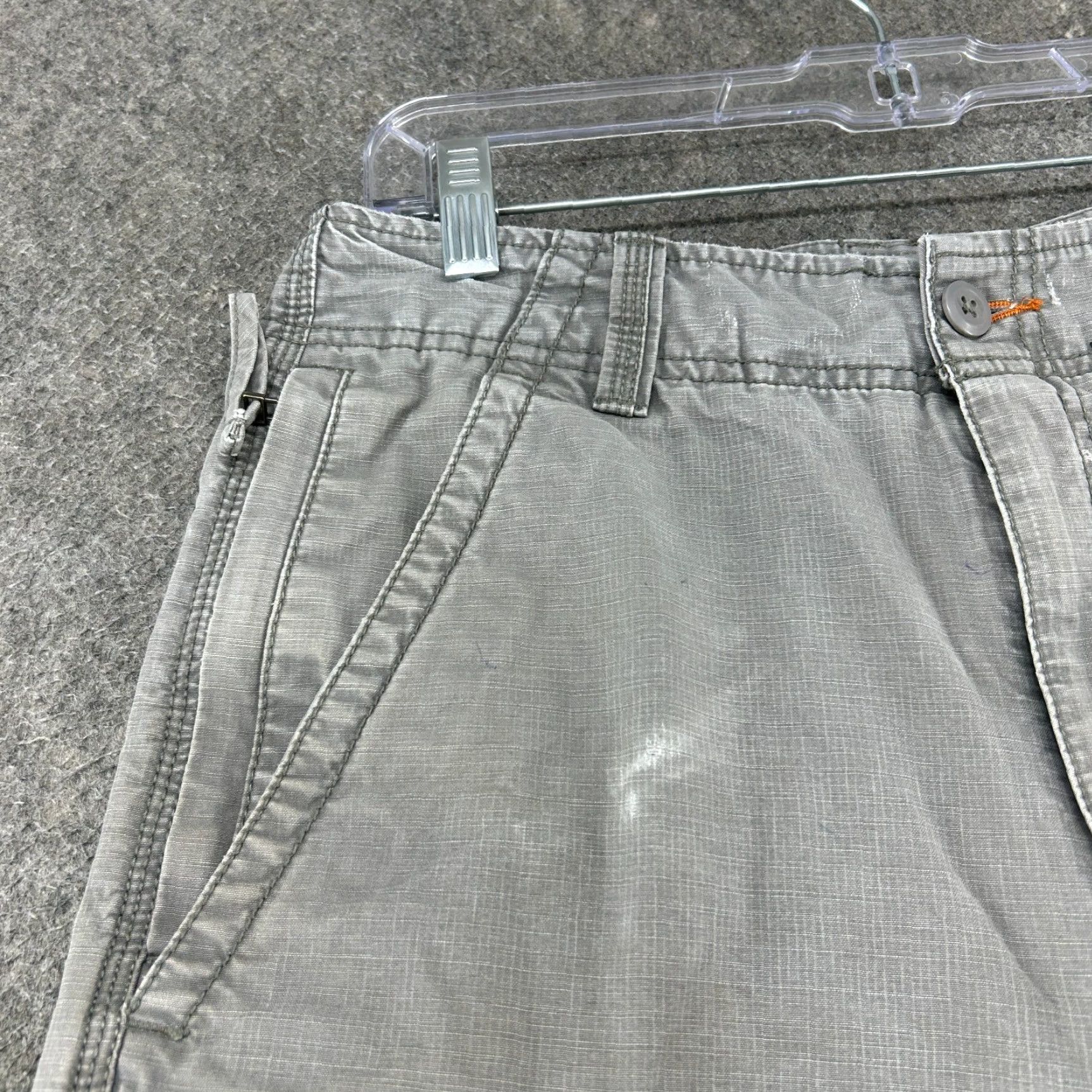 Vintage L.L. Bean Pants Mens 30x34 Grey Cargo Pockets Natural Canvas Cotton Regular Straight 30in Inseam Casual Workwear Size US 30 / EU 46 - 2 Thumbnail