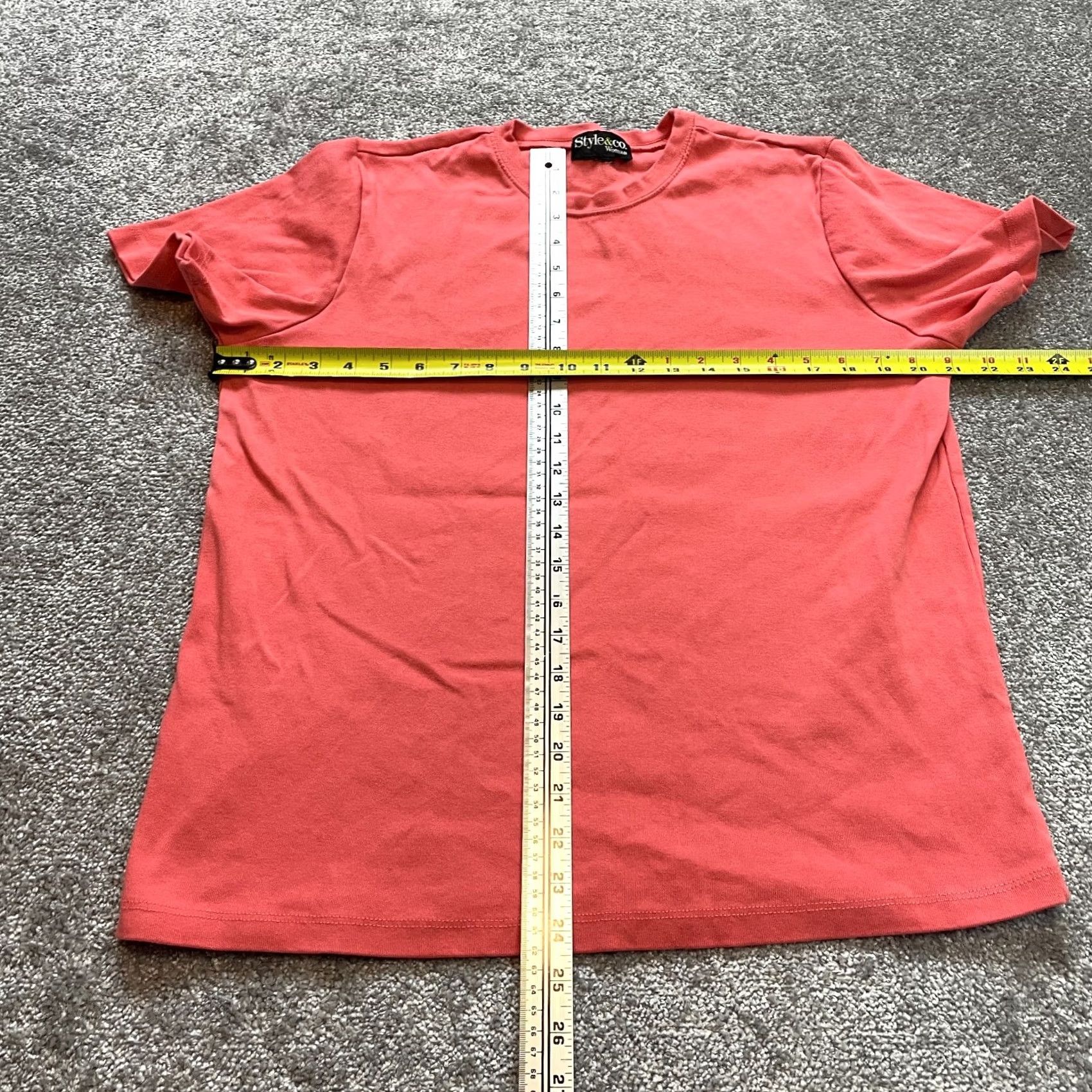 Style & Co VINTAGE Style&co Shirt Womens L Pink Crew Cotton Basic Everyday Short Sleeve Top Size L / US 10 / IT 46 - 4 Thumbnail