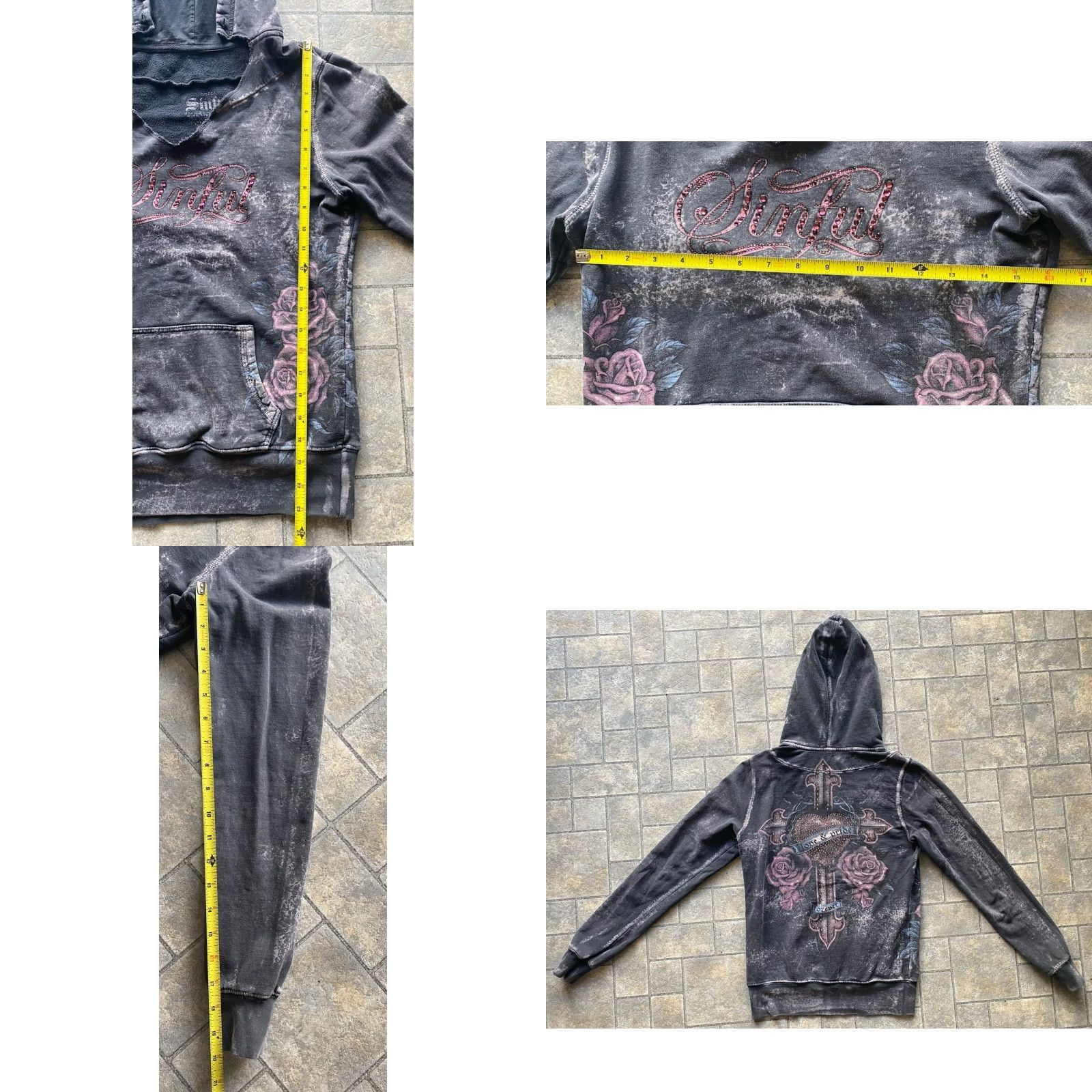 Logo 7 Sinful Women’s Hoodie Pullover Size S Logo Roses Y2K Love Pride Heart Cross Multicolor Womens Size S / US 4 / IT 40 - 9 Thumbnail
