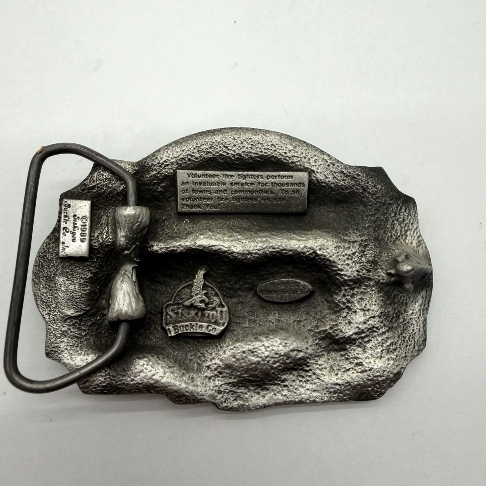 CO Vintage Siskiyou Co Volunteer Firefighter Fire Truck Belt Buckle Pewter USA Size ONE SIZE - 5 Thumbnail