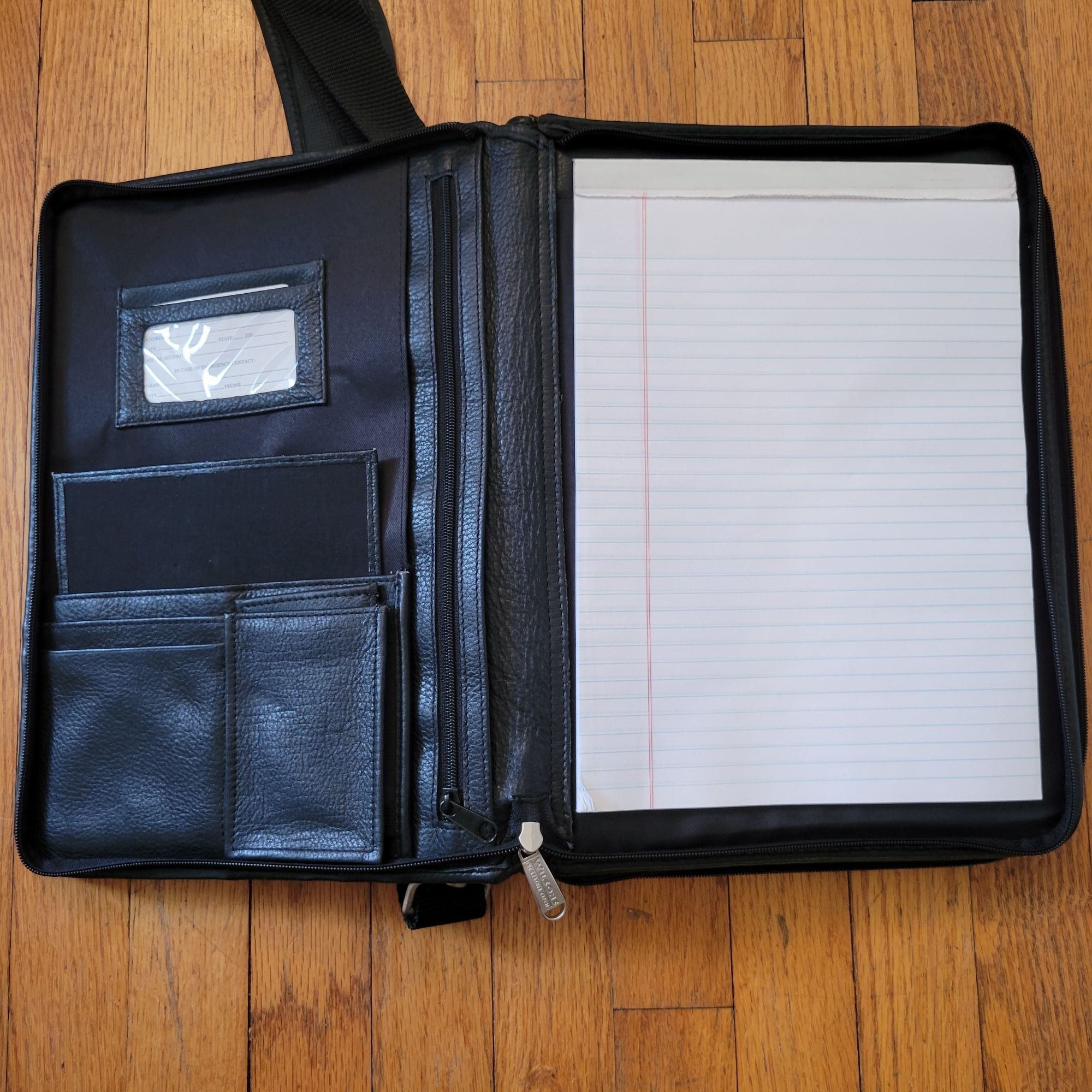 Wilsons Leather Wilsons Black Leather Business Portfolio Adjustable Shoulder Size ONE SIZE - 2 Thumbnail