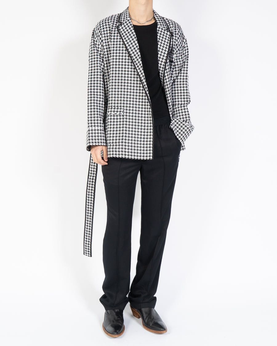 Haider Ackermann SS19 Houndstooth Silk Jacquard Kimono Belted Jacket & Pants Size 34S - 5 Thumbnail