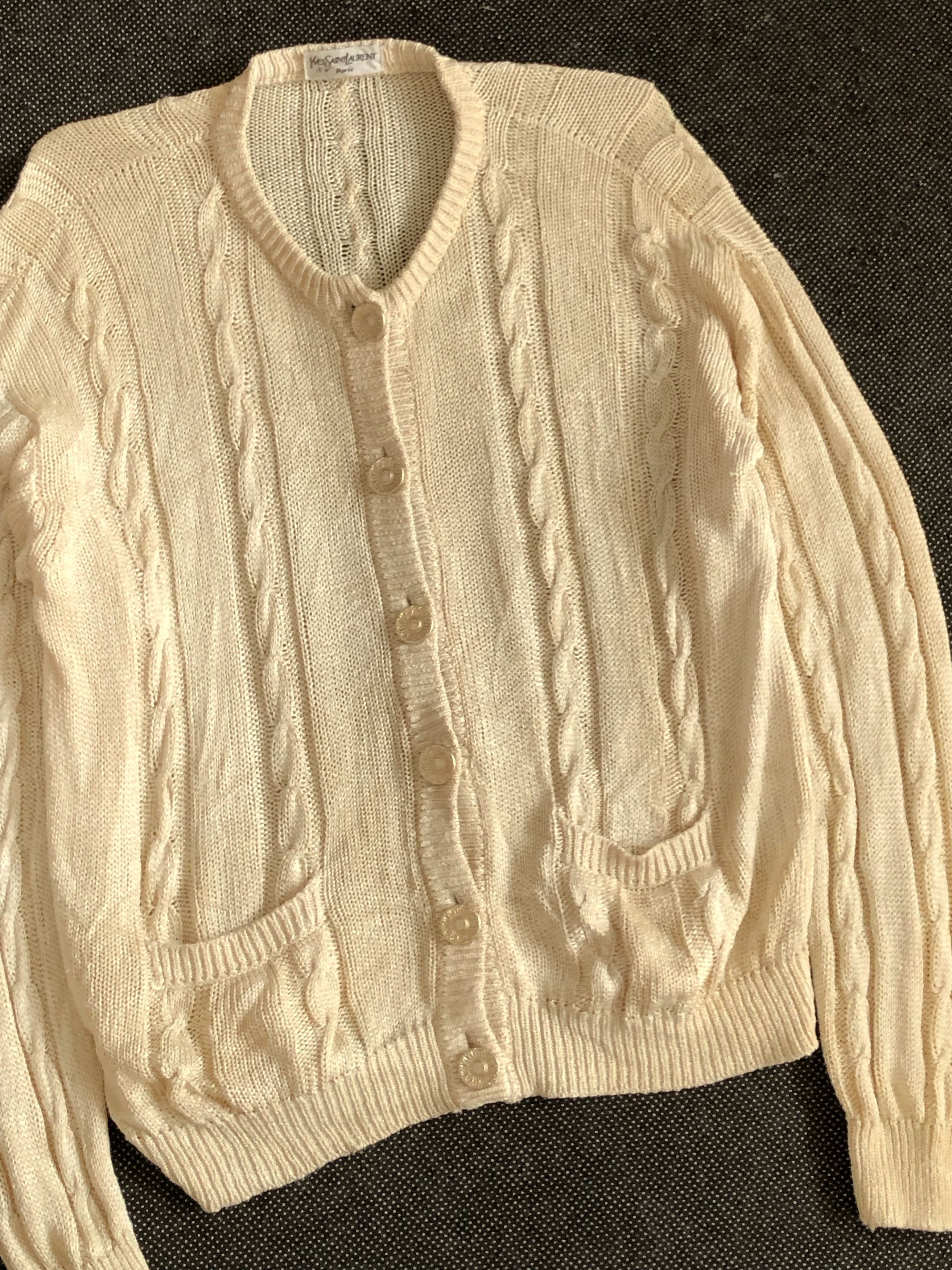 Yves Saint Laurent VINTAGE 80’S YSL CABLE KNIT CARDIGAN JACKET WOOL BLEND Size XL / US 12-14 / IT 48-50 - 2 Thumbnail
