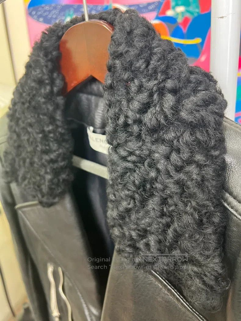 Balenciaga Balenciaga Black Teddy Fur Collar Leather Jacket Size S / US 4 / IT 40 - 3 Thumbnail