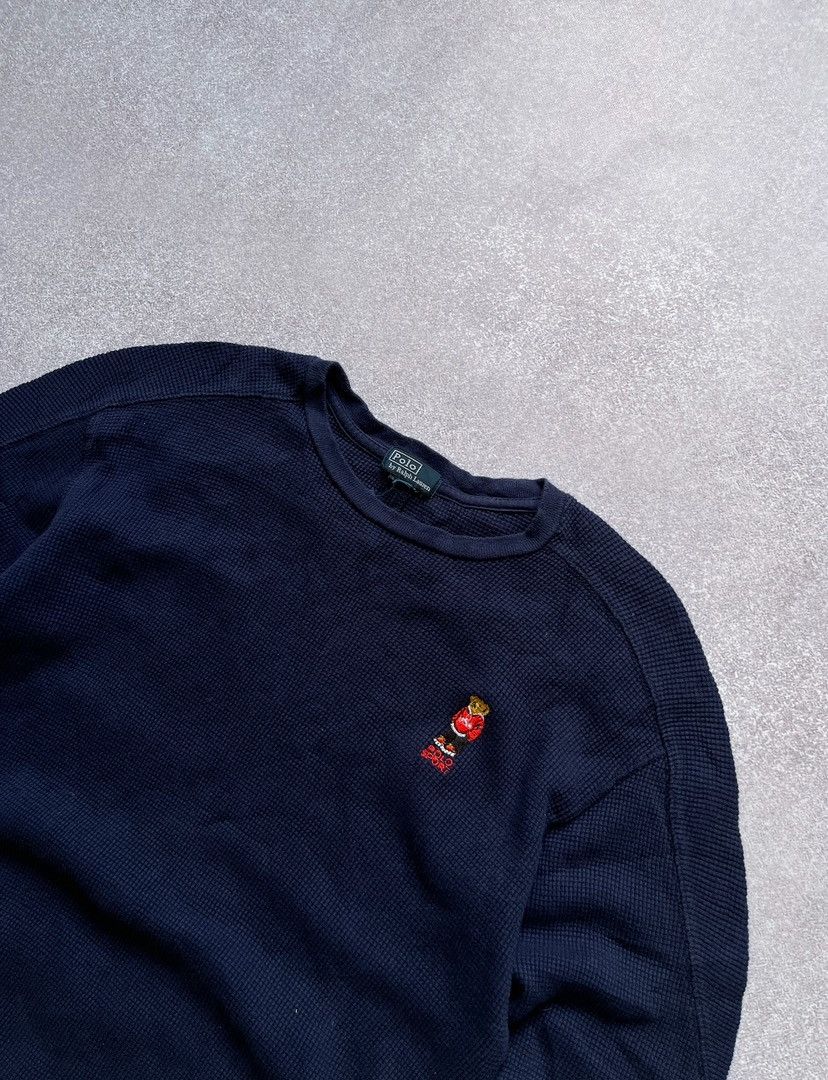 Polo Ralph Lauren × Vintage Vintage Polo Bear Ralph Lauren Waffle Sweater Y2K S Size US S / EU 44-46 / 1 - 2 Thumbnail