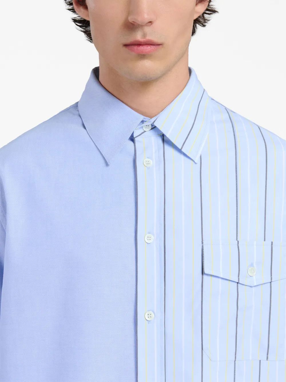 Marni oc11z0525 Colour-Block Striped Cotton Shirt in Multicolor Size US S / EU 44-46 / 1 - 5 Thumbnail