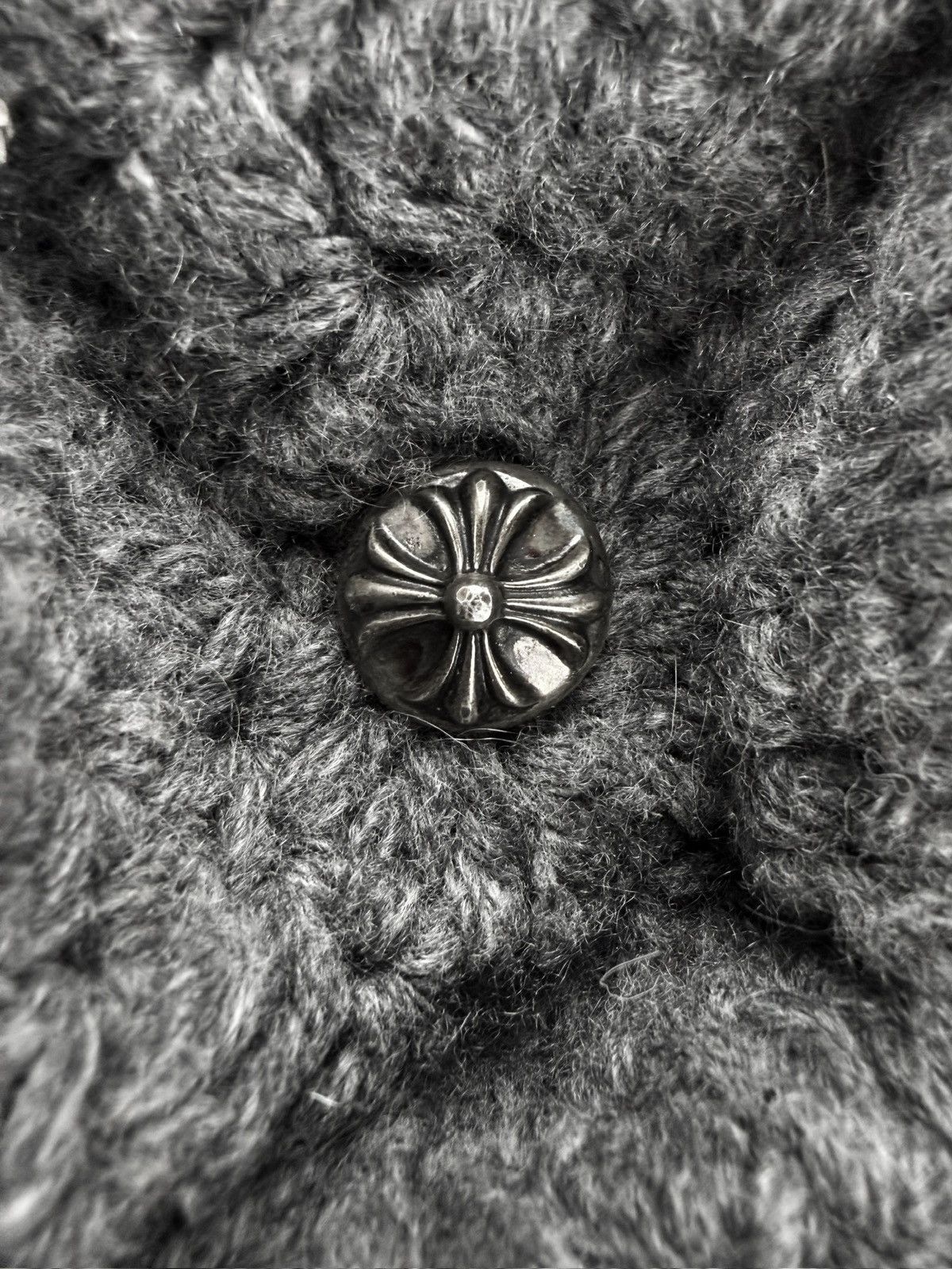Chrome Hearts Chrome Hearts Chinchilla Fur Cashmere Grey Knitted .925 Beanie Size ONE SIZE - 2 Thumbnail