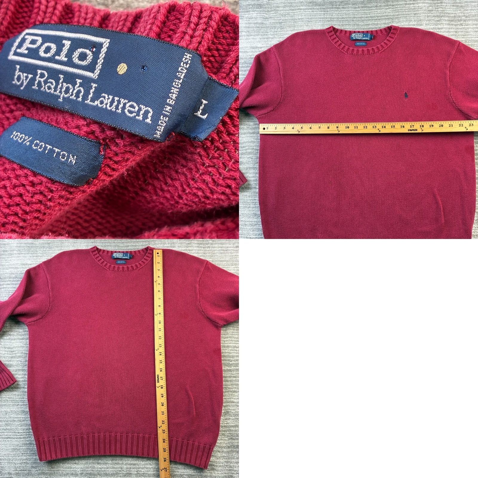 Polo Ralph Lauren Vintage Polo Ralph Lauren Sweater Mens Large Red Cable Knit Crewneck Chunky Heavy Size US L / EU 52-54 / 3 - 8 Thumbnail