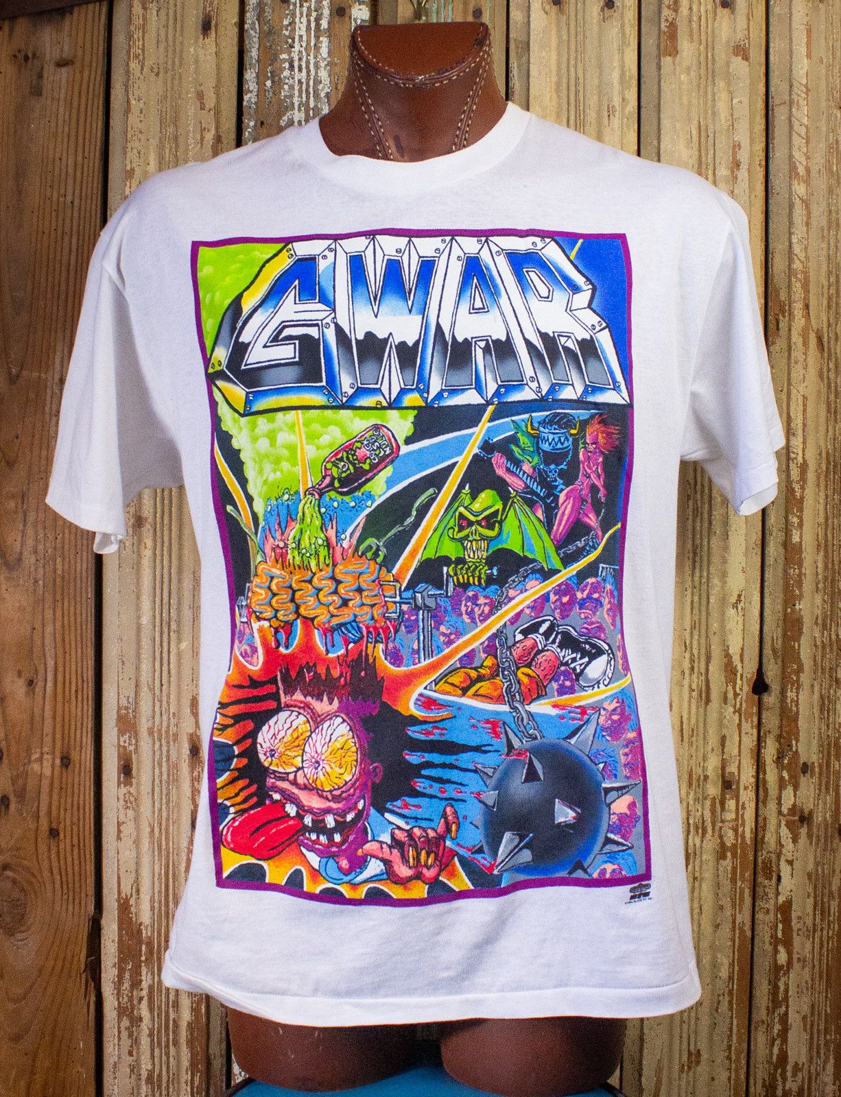 image of Band Tees x Vintage Gwar When The Shit Hits The Fans Concert Tee 1994 in White, Men's (Size XL)