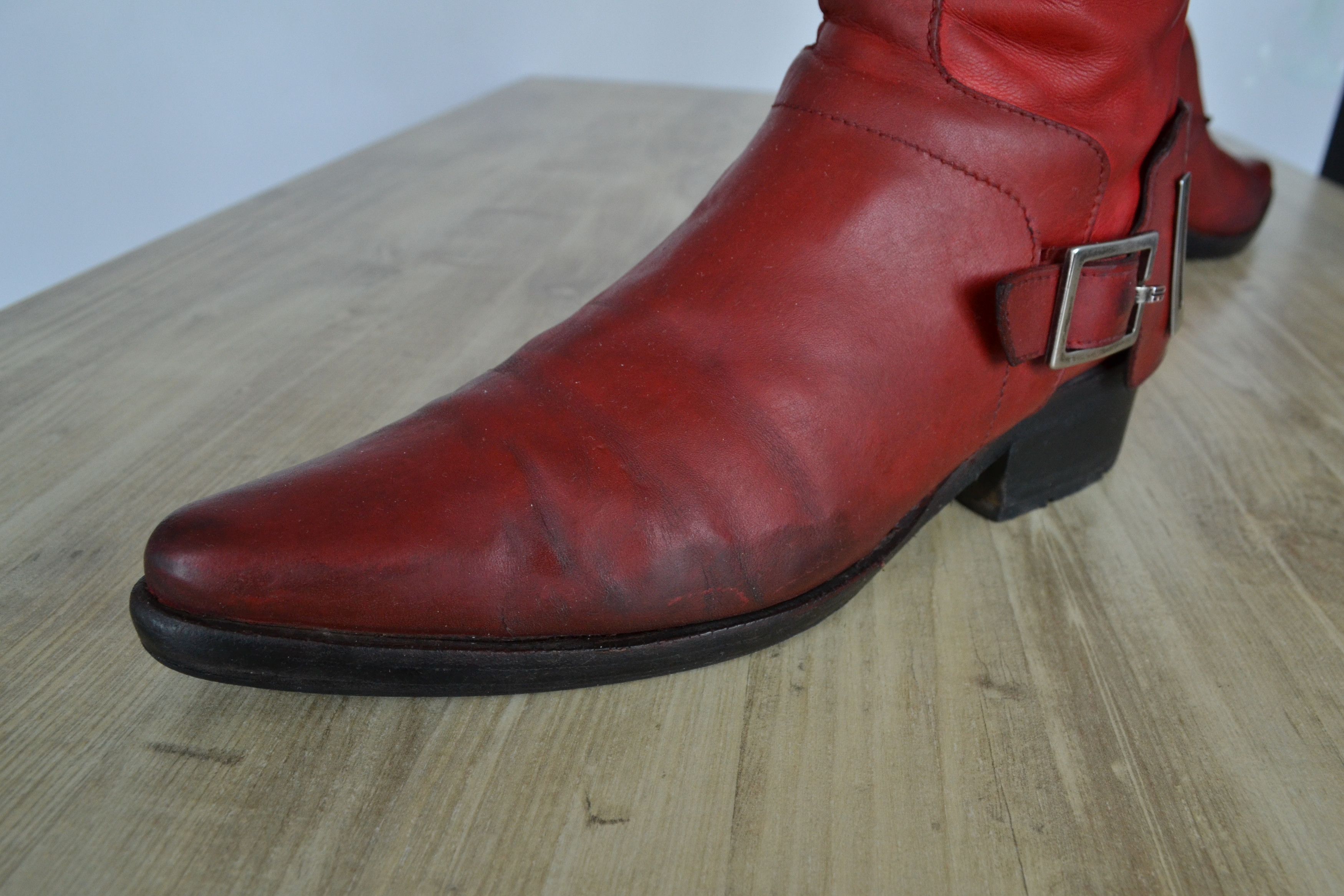 Dirk Bikkembergs Dirk Bikkembergs Boots Metal Logo Tall Shoes Red 90s Zip Size US 10 / IT 40 - 9 Thumbnail