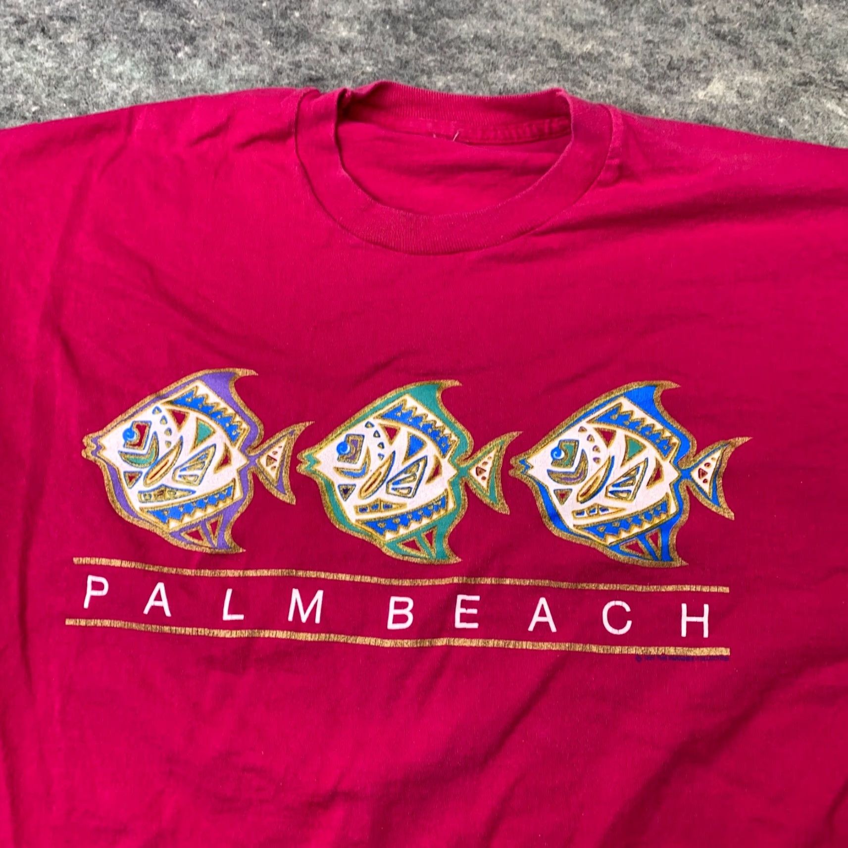 Vintage VINTAGE Palm Beach Men's T-Shirt 2XL Pink Cotton Jersey 90s Beach Tropical Florida Size US XXL / EU 58 / 5 - 2 Thumbnail