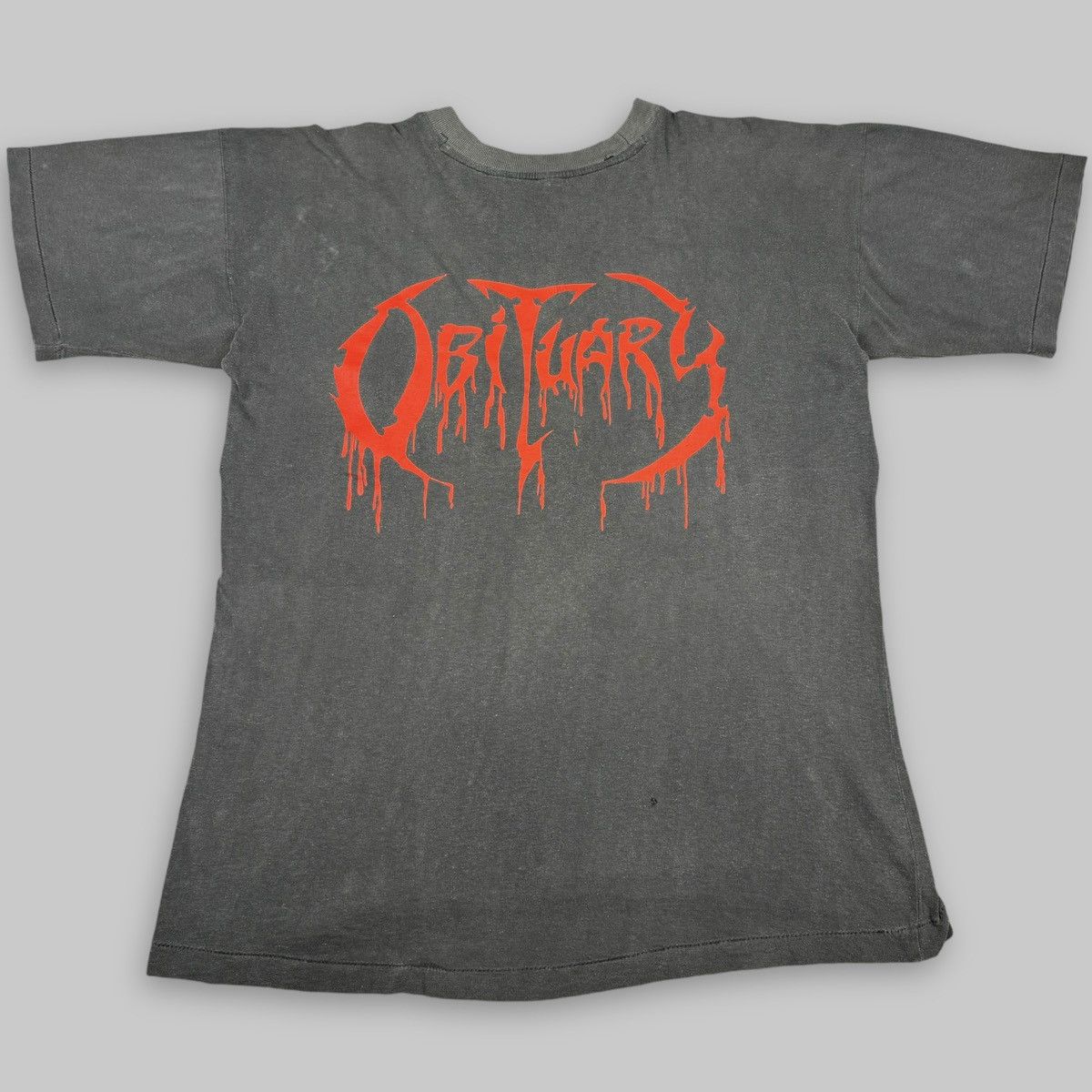 Vintage 1990 Obituary ‘Cause of Death’ Euro Faded T Shirt