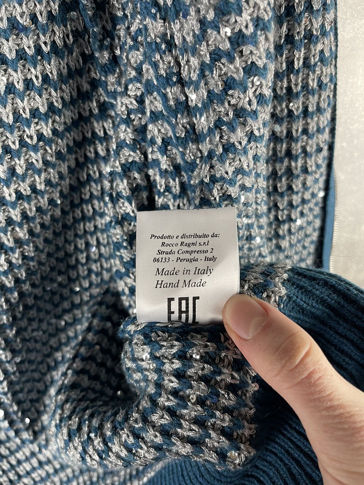 Other Rocco Ragni Cashmere Blue Knit Jacket Size 44 Made in Italy Size M / US 6-8 / IT 42-44 - 14 Thumbnail