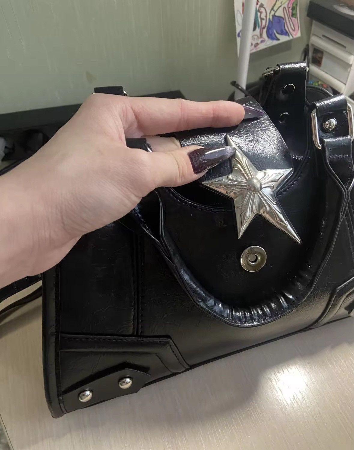 Other Gothic Star Girl Black Bag Women Vintage Handbag Size ONE SIZE - 6 Thumbnail