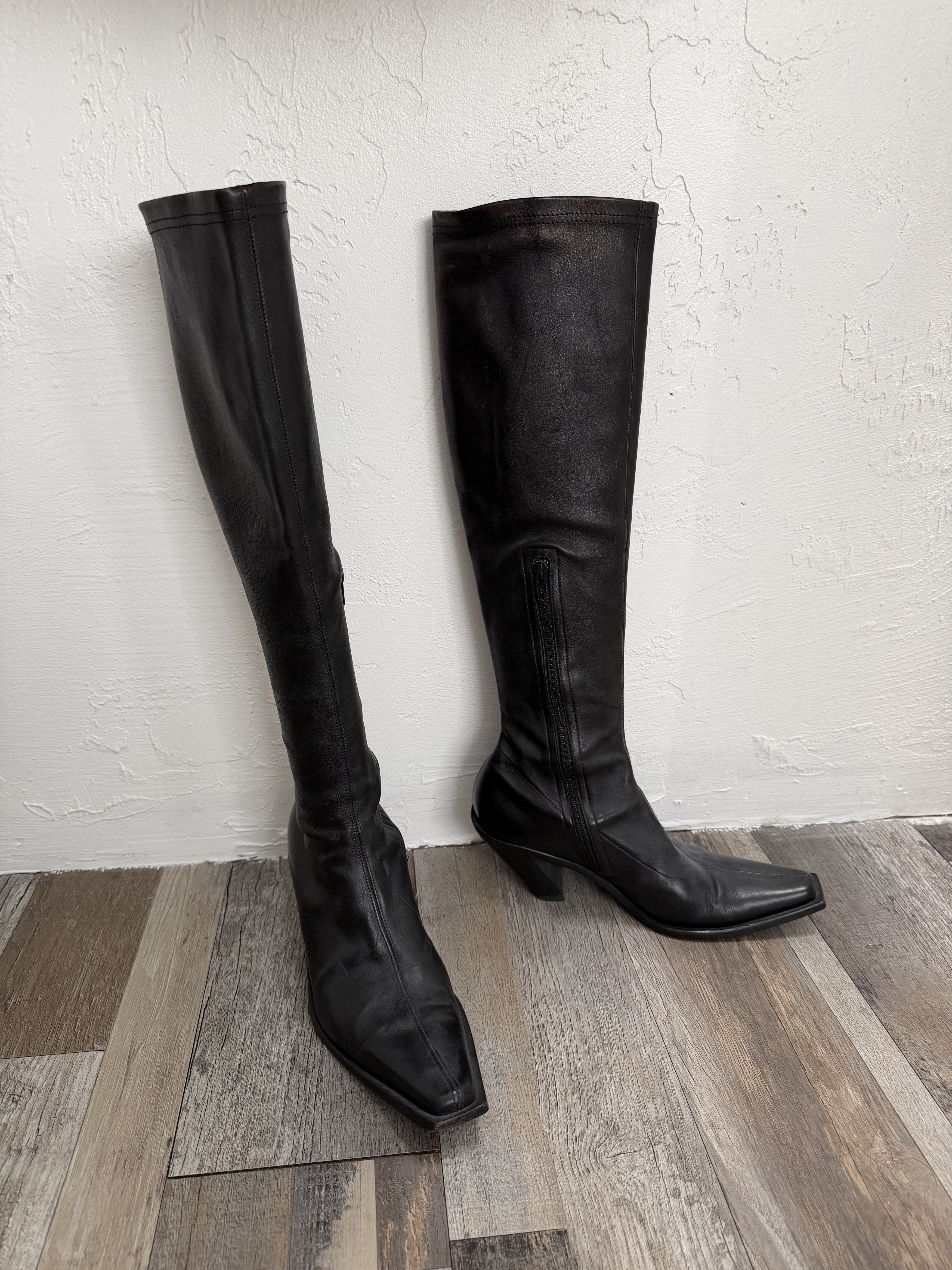 Ann Demeulemeester Vintage Archival Ann Demeulemeester Tall Slant Heel Boots Size US 7.5 / IT 37.5 - 1 Thumbnail