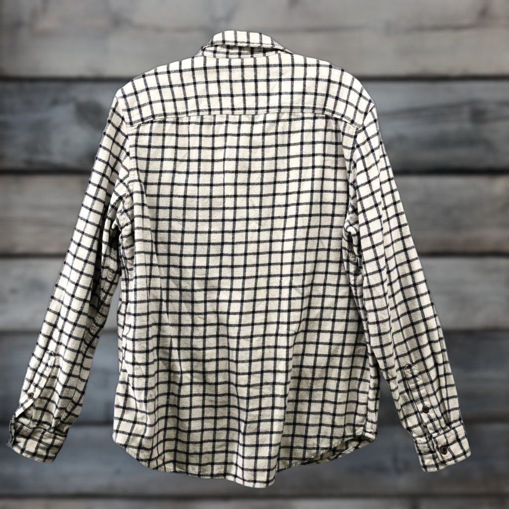 American Eagle Outfitters American Eagle Shirt Mens L Flannel Plaid Cream Black Grid Thick Shacket Button-Up Long Sleeve Chest Pockets Casual Workwear Fall Winter Vintage No Size US L / EU 52-54 / 3 - 1 Thumbnail