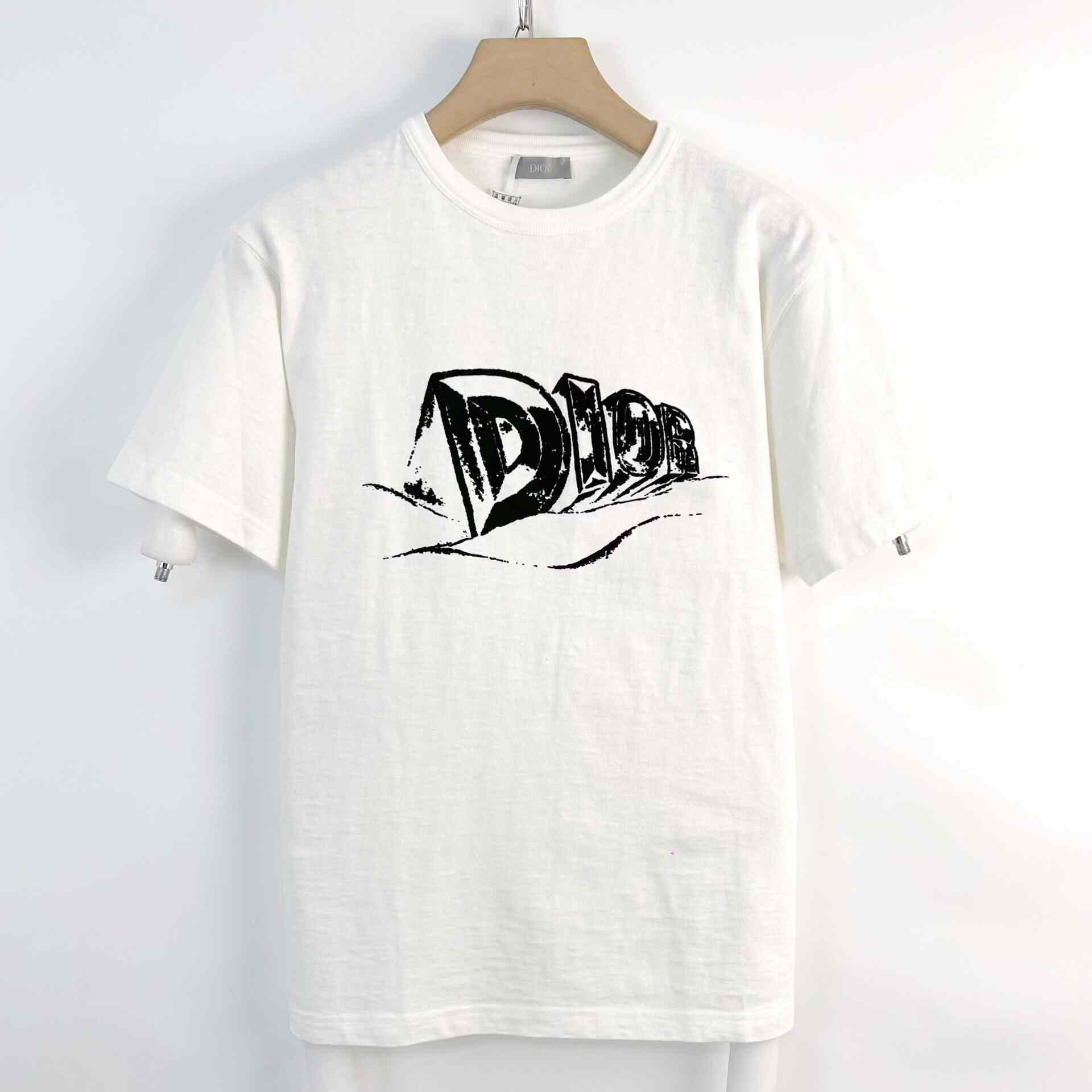 Dior Dior Men's Slub Cotton Flocked Letter T-shirt Size US S / EU 44-46 / 1 - 1 Thumbnail
