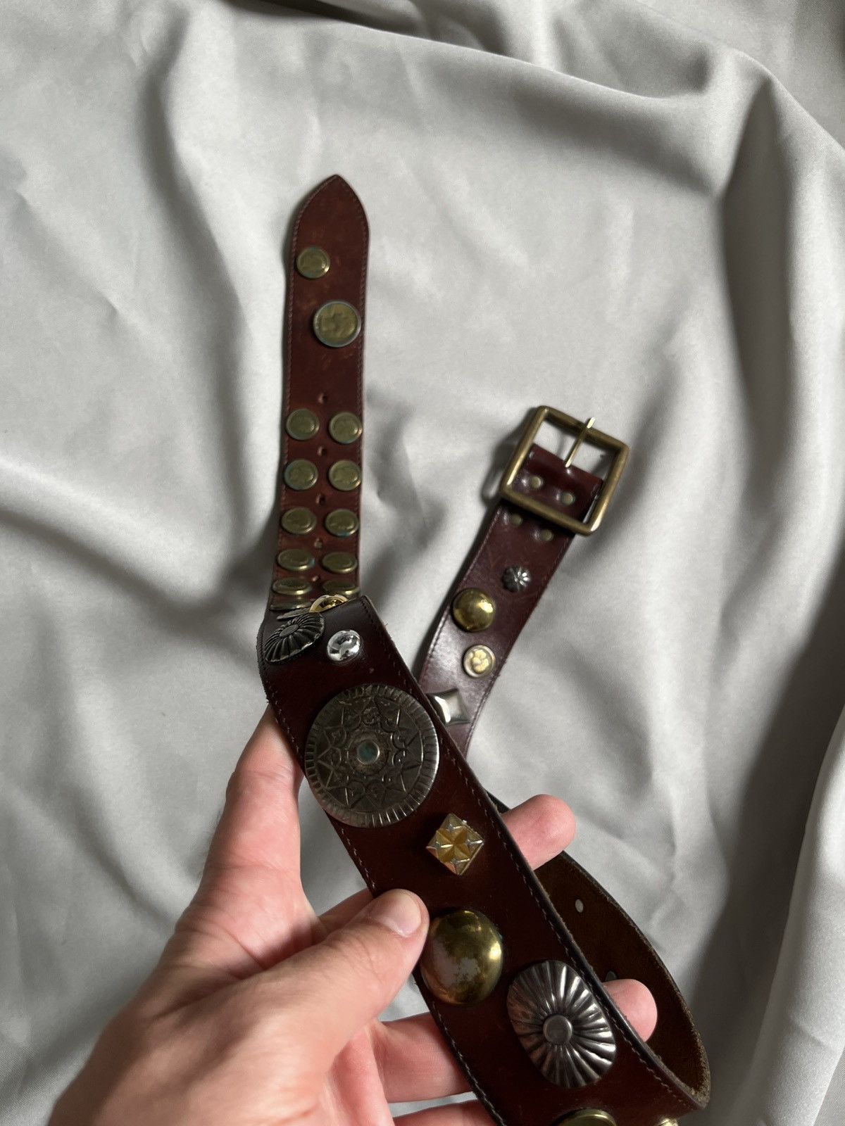 Cowboy Equipment Avant Garde Coins and Badges Leather Belt Size ONE SIZE - 16 Thumbnail