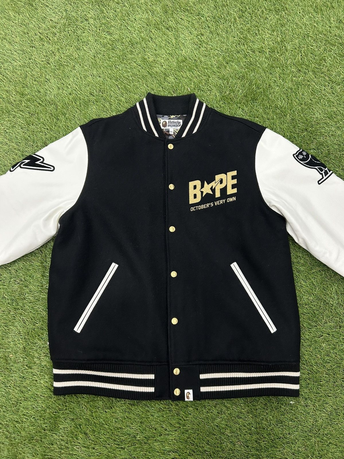 BAPE x OVO Varsity Jacket Black