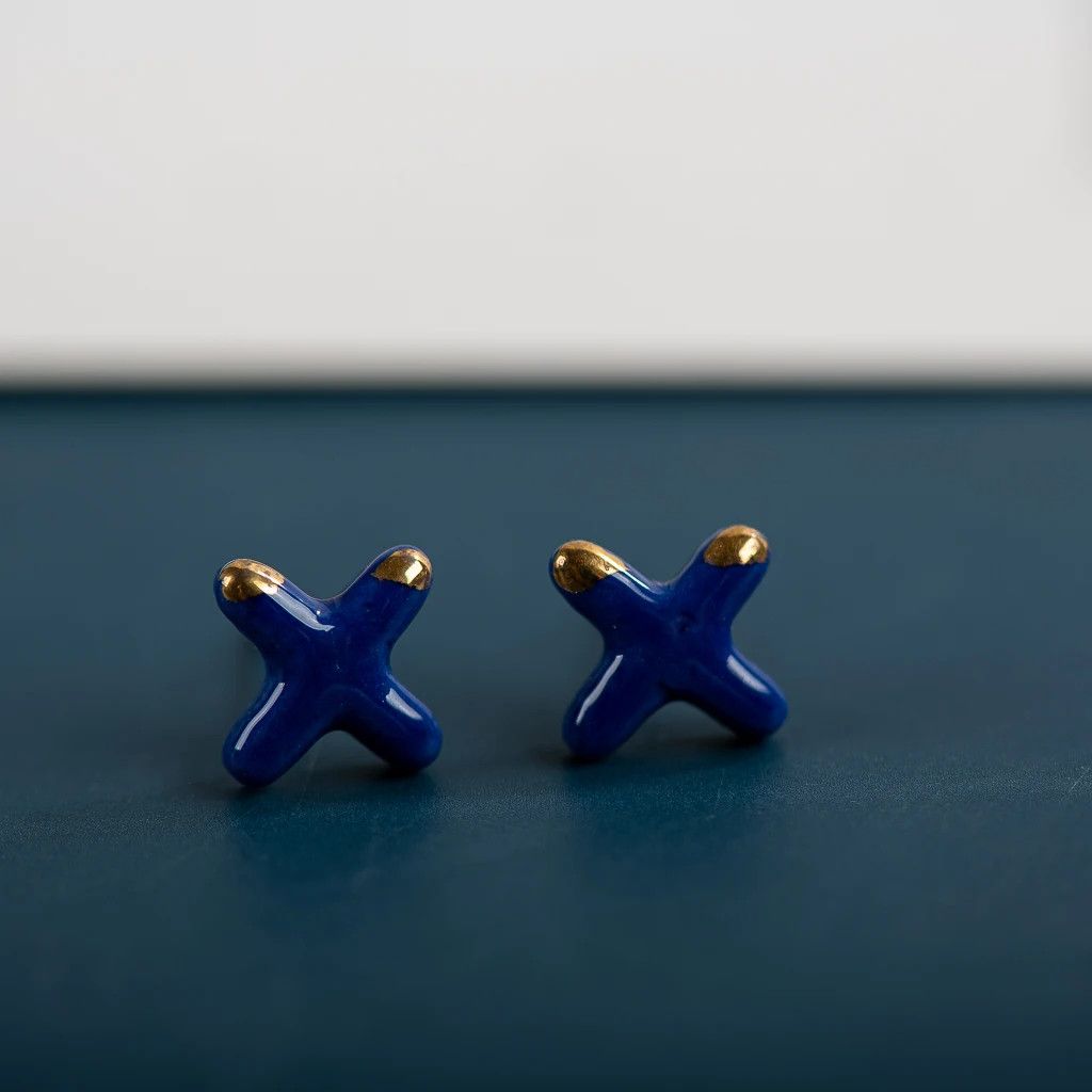 Jewelry X Shape Stud Earrings Ceramic Ear Gift For Her Size ONE SIZE - 1 Preview