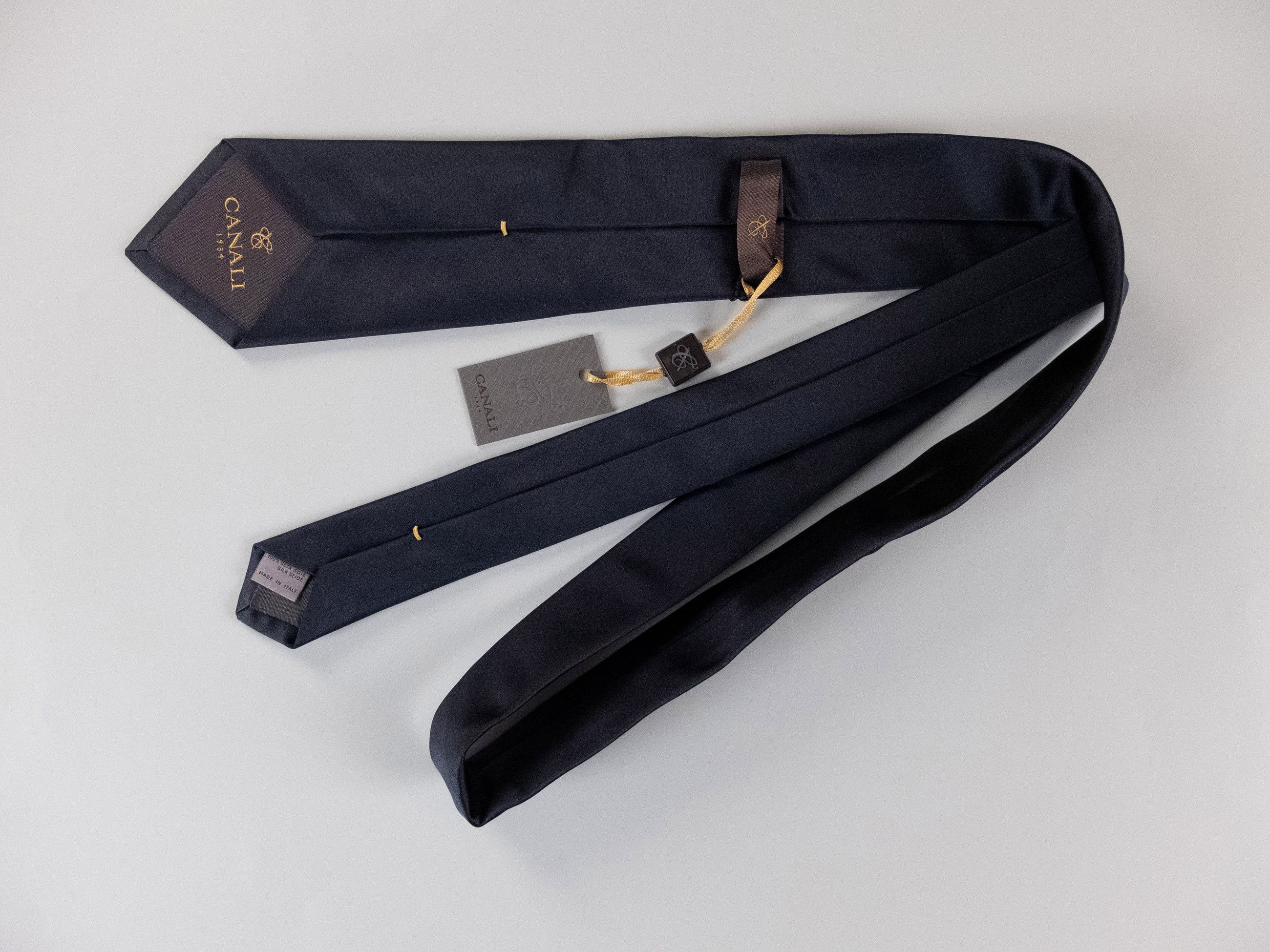 Canali CANALI solid navy blue woven silk tie authentic NWT Italy Size ONE SIZE - 2 Thumbnail