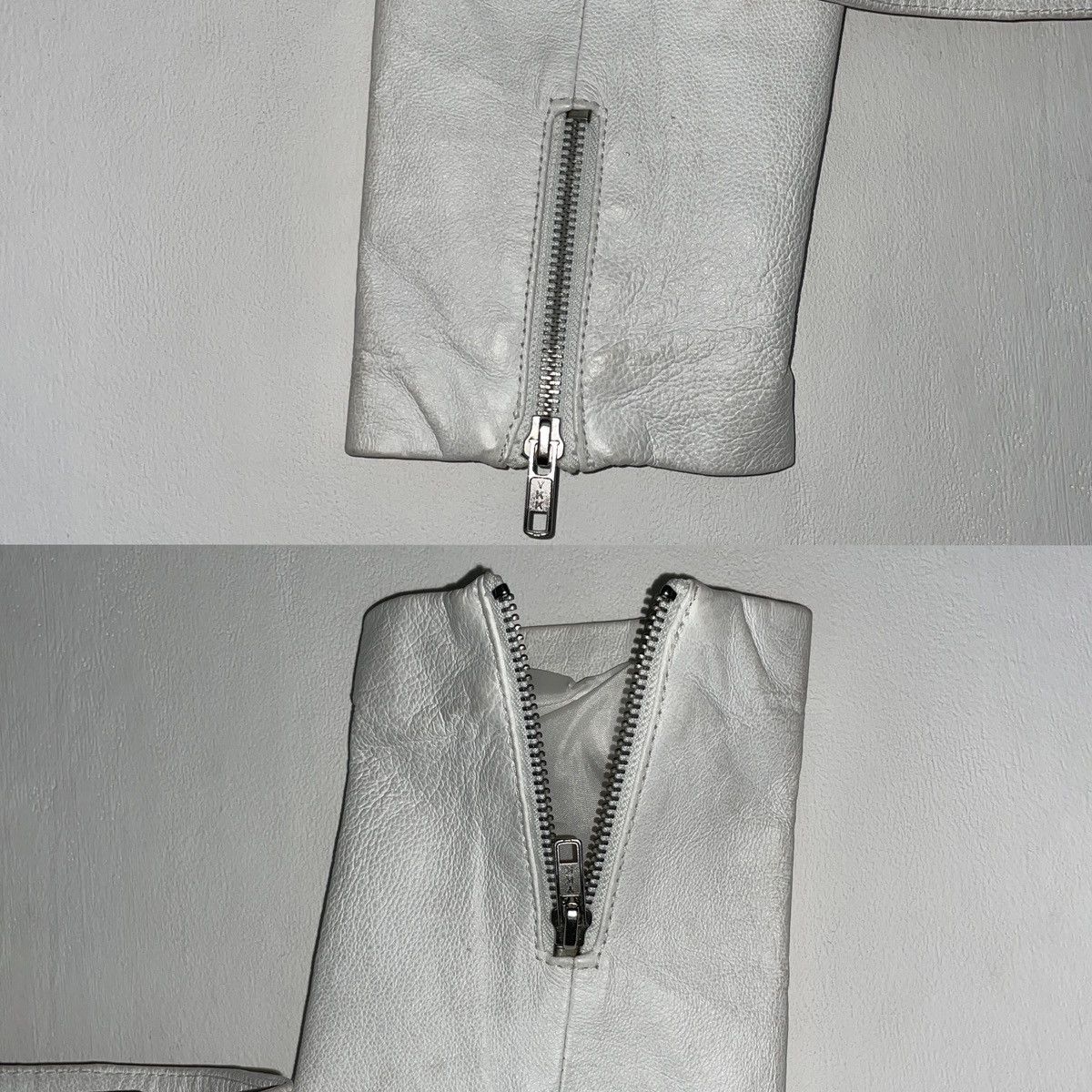 Vintage Vintage White Zip Leather Jacket Size S / US 4 / IT 40 - 11 Thumbnail