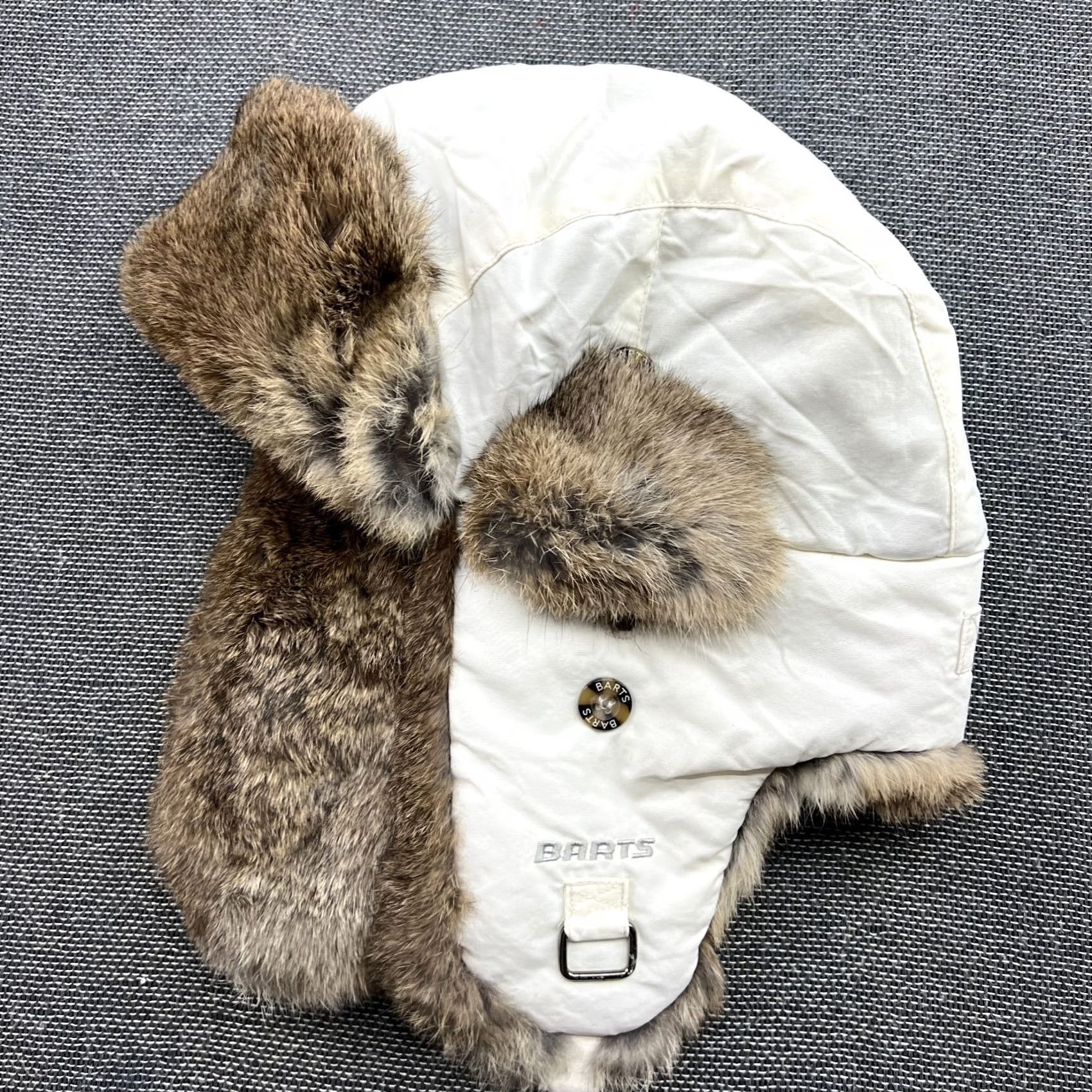 Vintage Barts Trapper Hat Unisex Adults One Size White Ear Flap Aviator Ushanka Fur Polyester Knit Vintage: No OS Size ONE SIZE - 5 Thumbnail