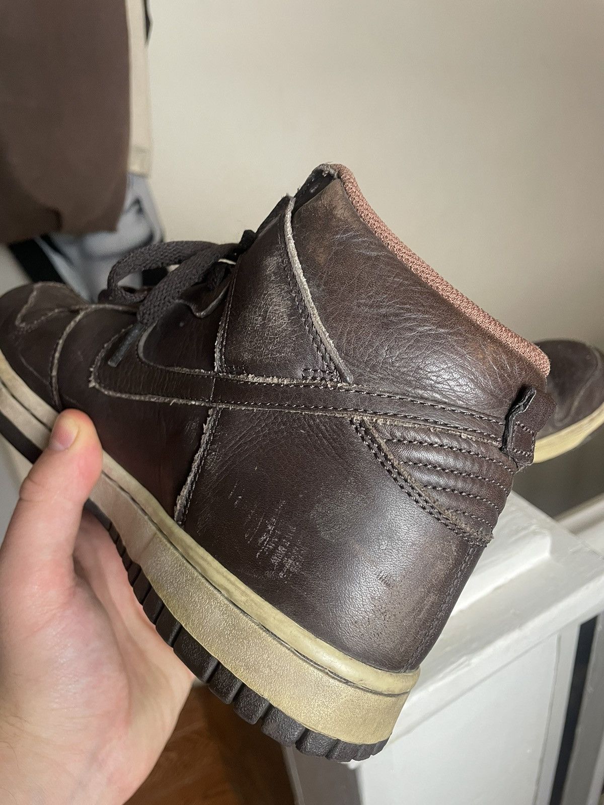 Nike Nike Dunk Hi Premium Brown Leather Sneakers Size US 8 / EU 41 - 4 Thumbnail