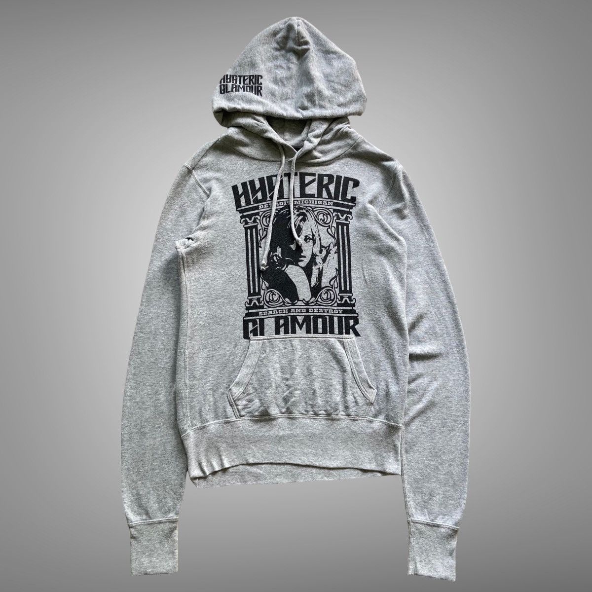 image of Hysteric Glamour Search & Destroy Hoodie in Grey, Men's (Size Small)
