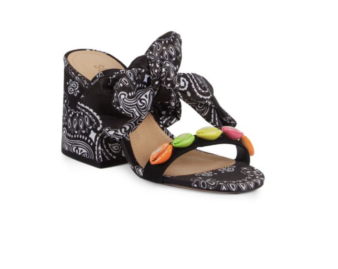 SCHUTZ Schutz Malia Embellished Shell Bandana Slide Tie Sandals Size US 9 / IT 39 - 13 Thumbnail