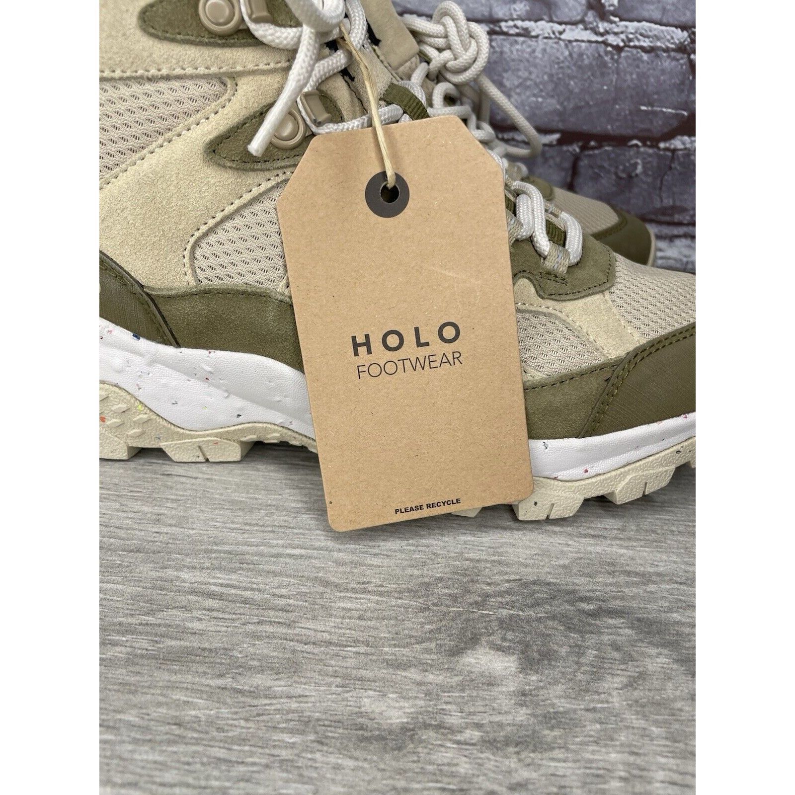 Halo Holo Footwear Troy Eco Leather Mid WP Hiking Boots Khaki Wom Size US 9 / IT 39 - 12 Thumbnail